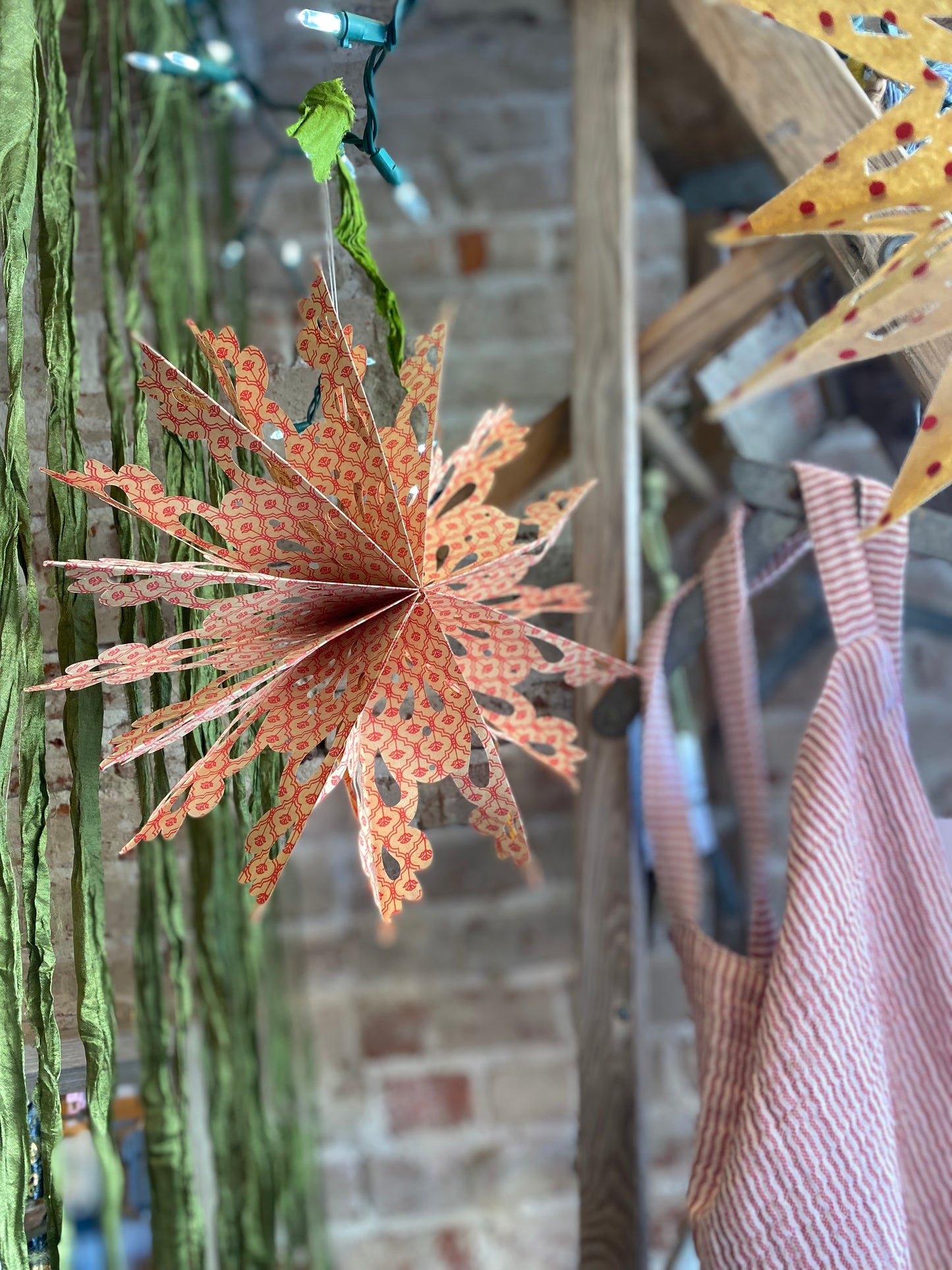 Red Hanging Paper Snowflakes