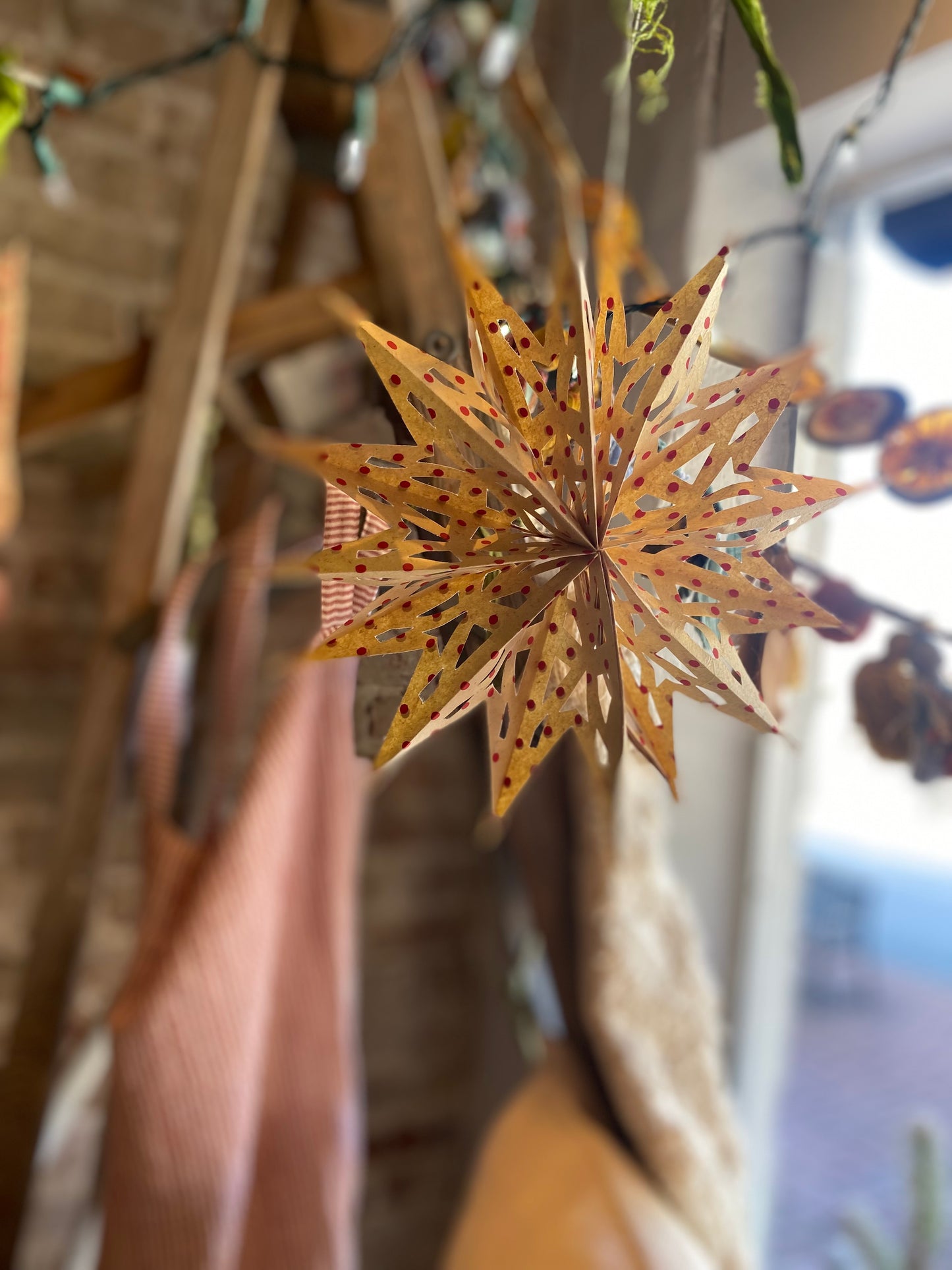 Red Hanging Paper Snowflakes- Set of 6