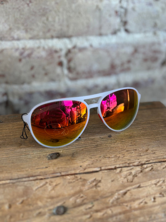 Dash Polarized Aviator Sunglasses - White/Orange