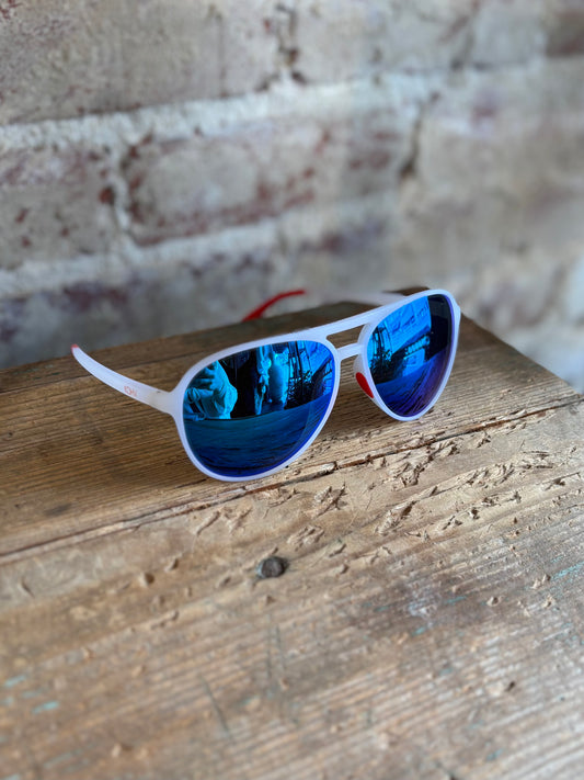 Dash Polarized Aviator Sunglasses - White/Blue