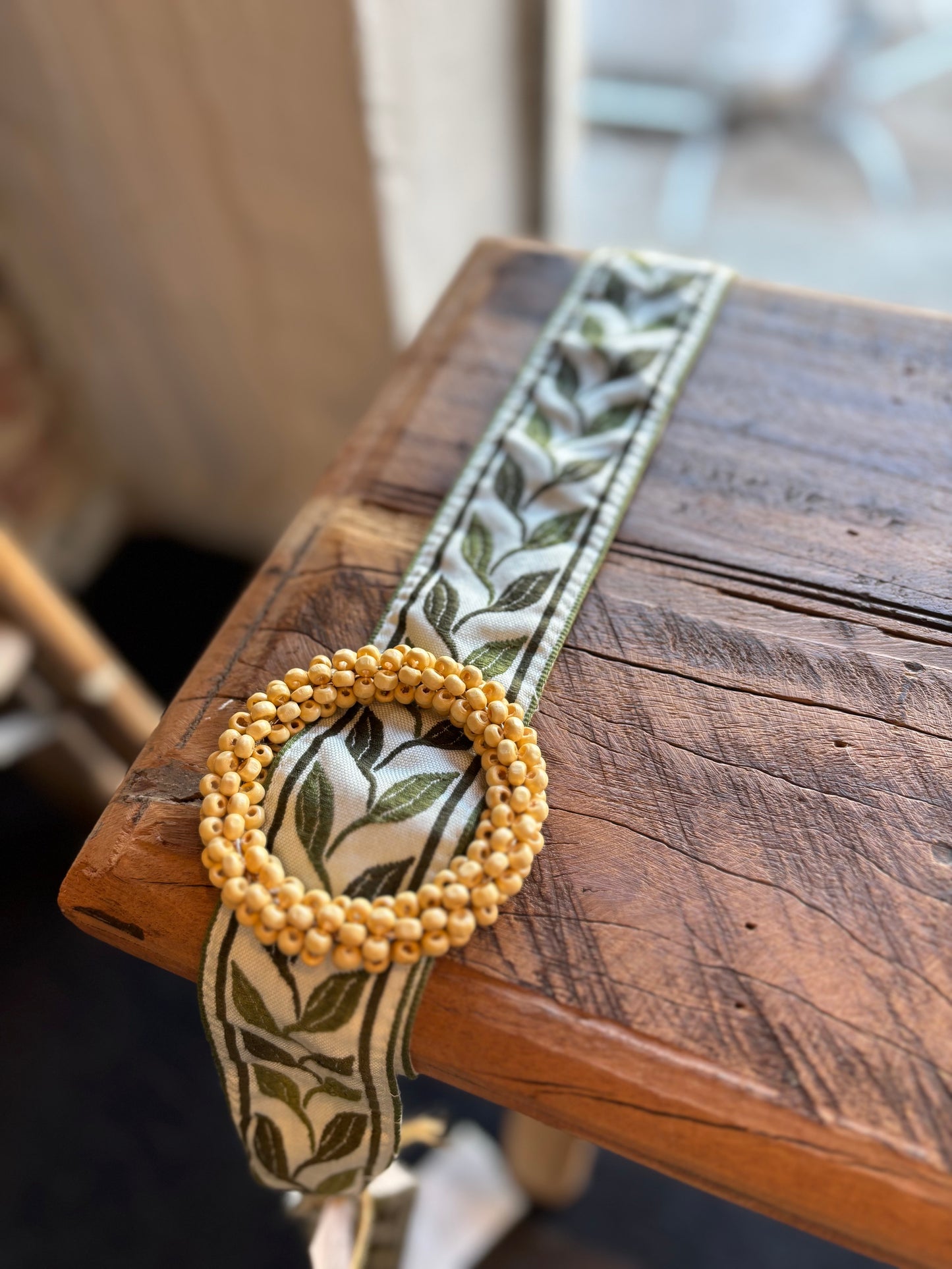 Vine Beaded Belt - Olive
