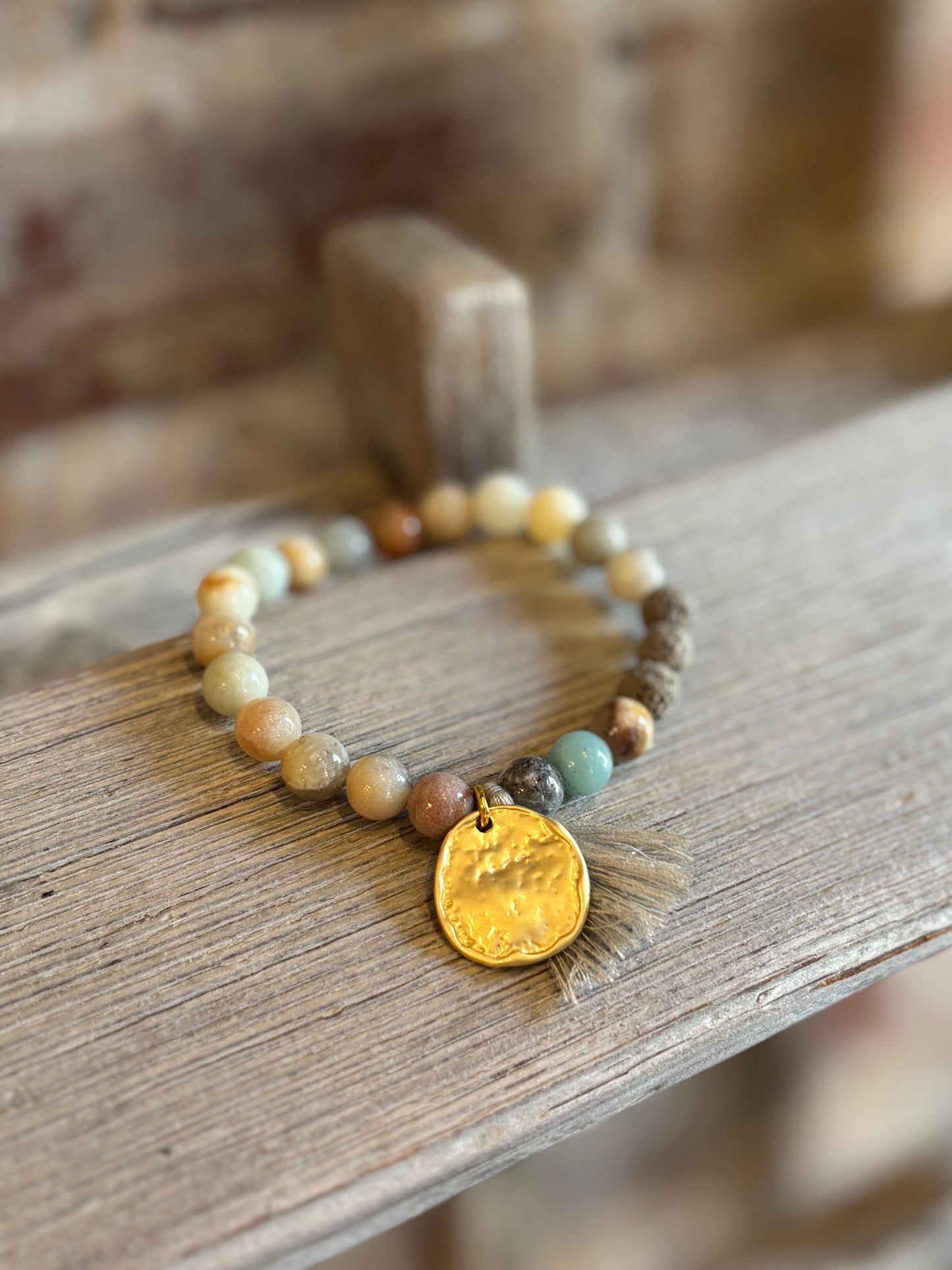Amazonite Beaded Coin Bracelet