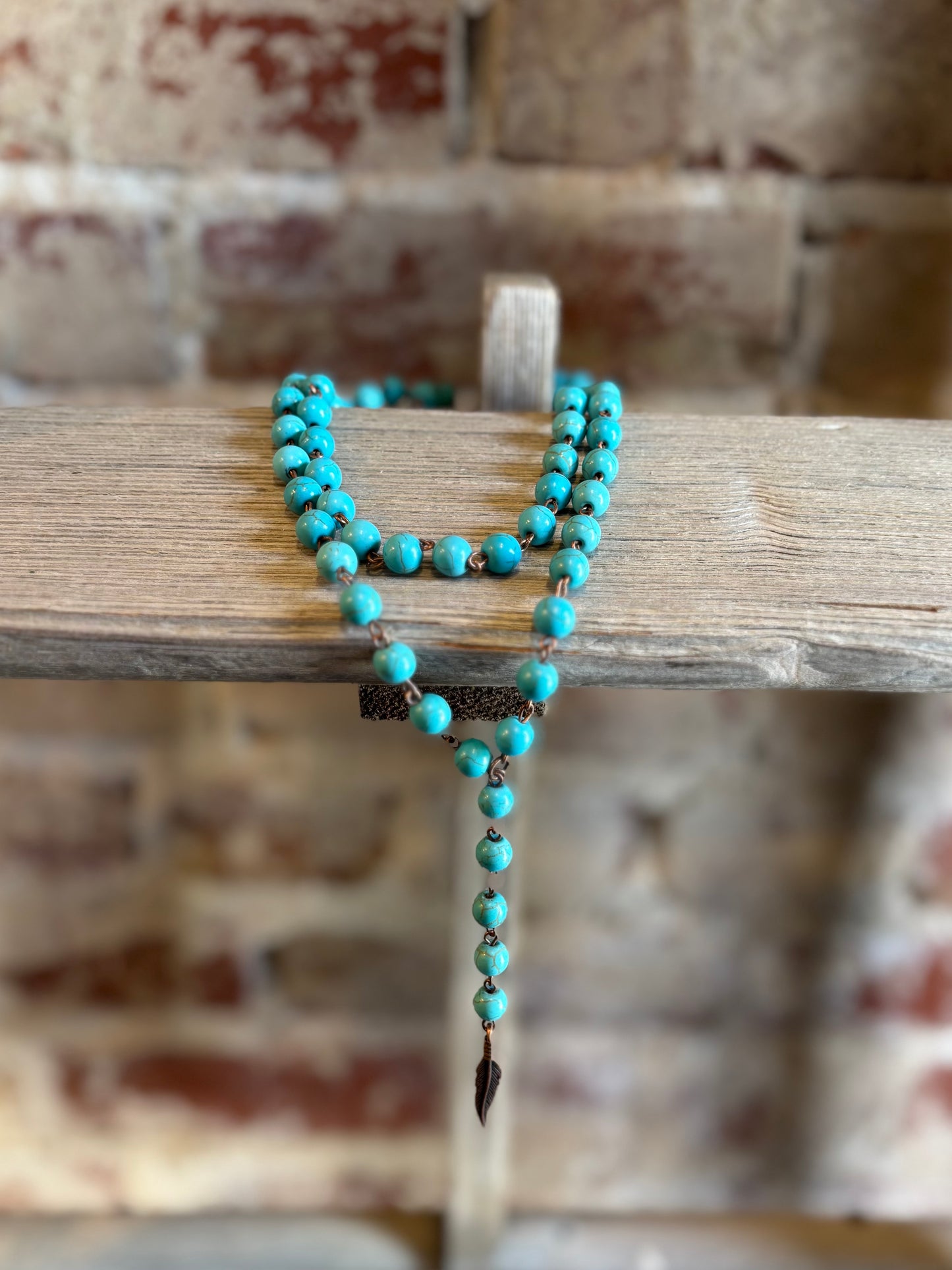 Turquoise Double Strand Feather Necklace