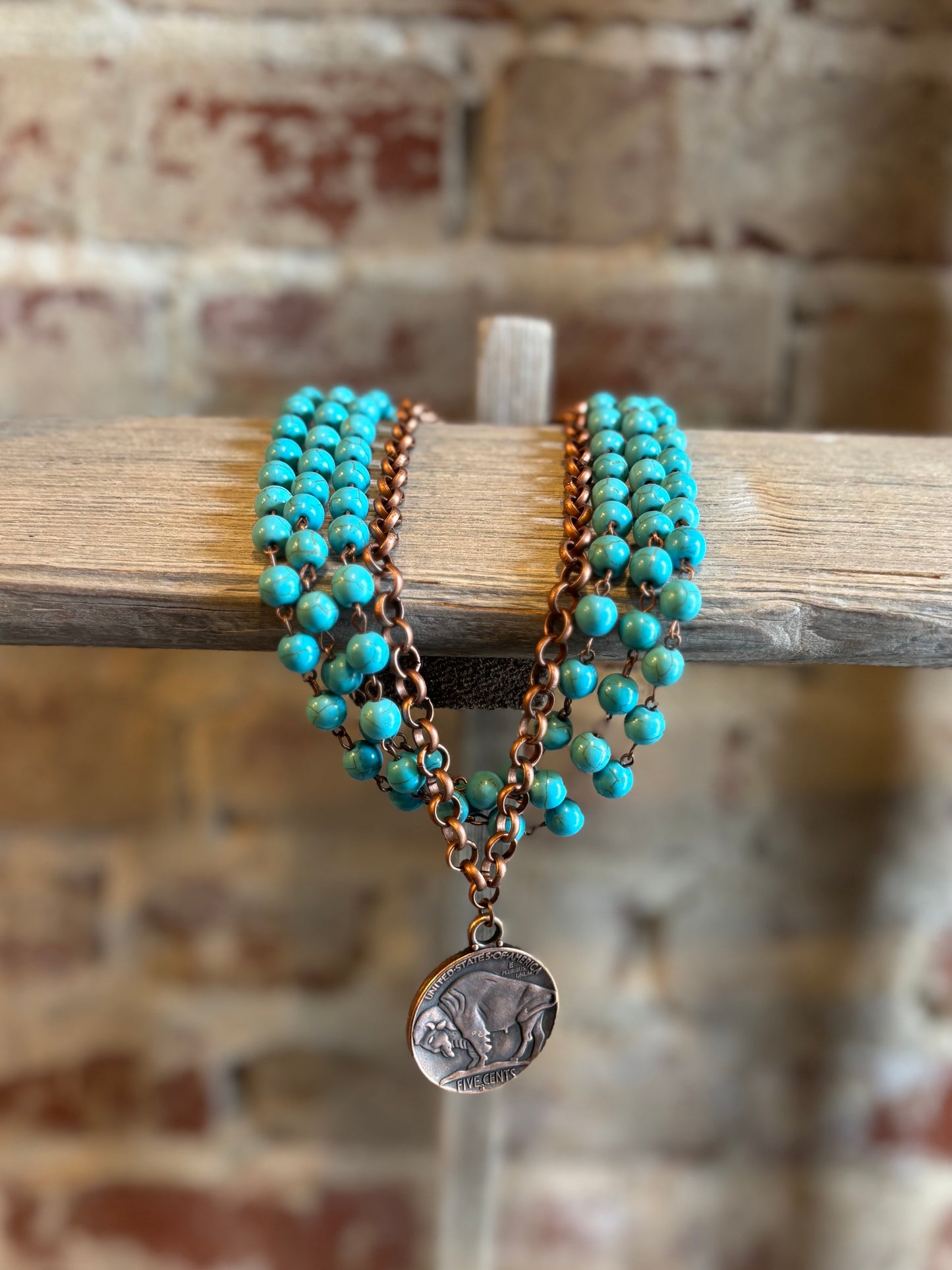 Buffalo Coin Turquoise Necklace