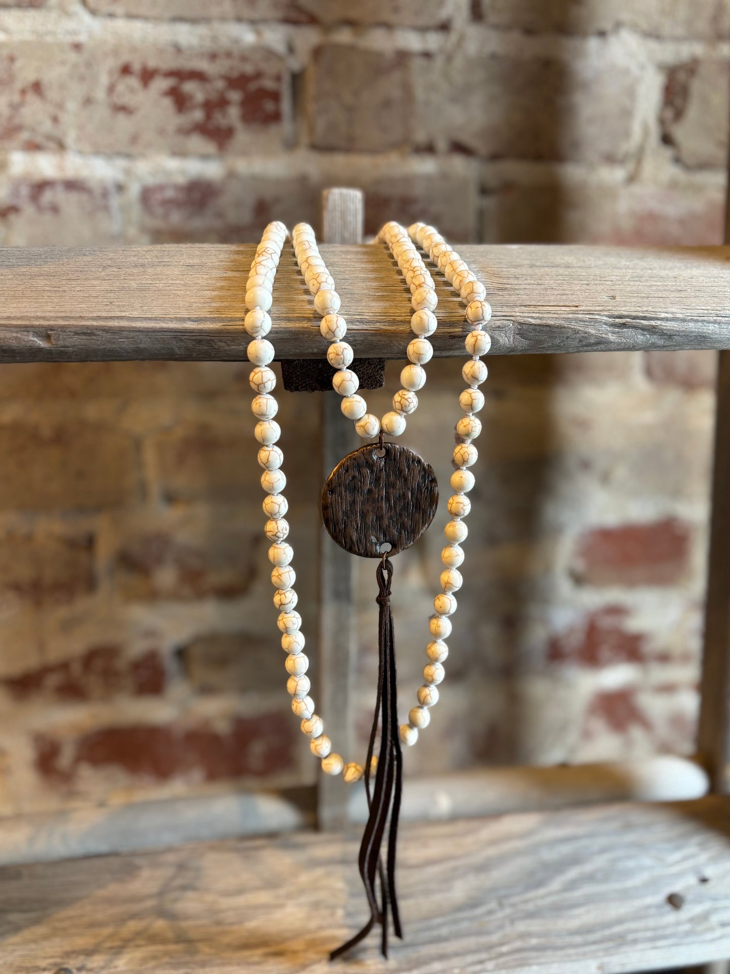 White Turquoise Necklace W/ Indian Pendant