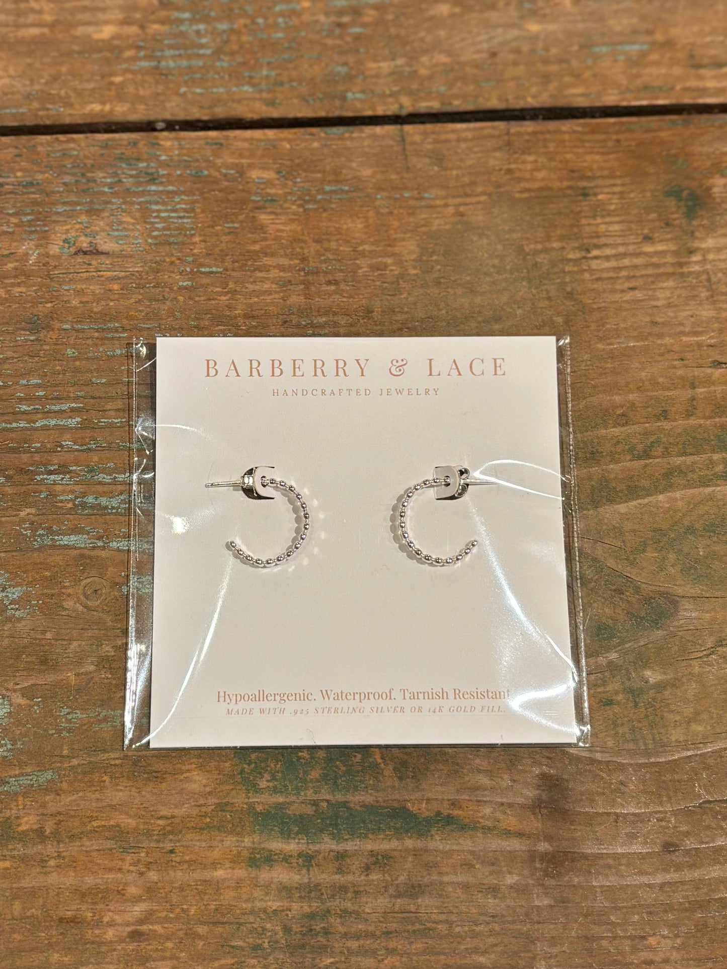 Pebbled Huggie Hoop Earrings- Silver