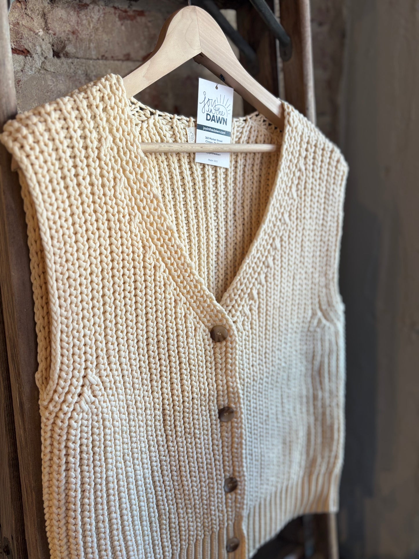 Knit Button Down Sweater - Cream