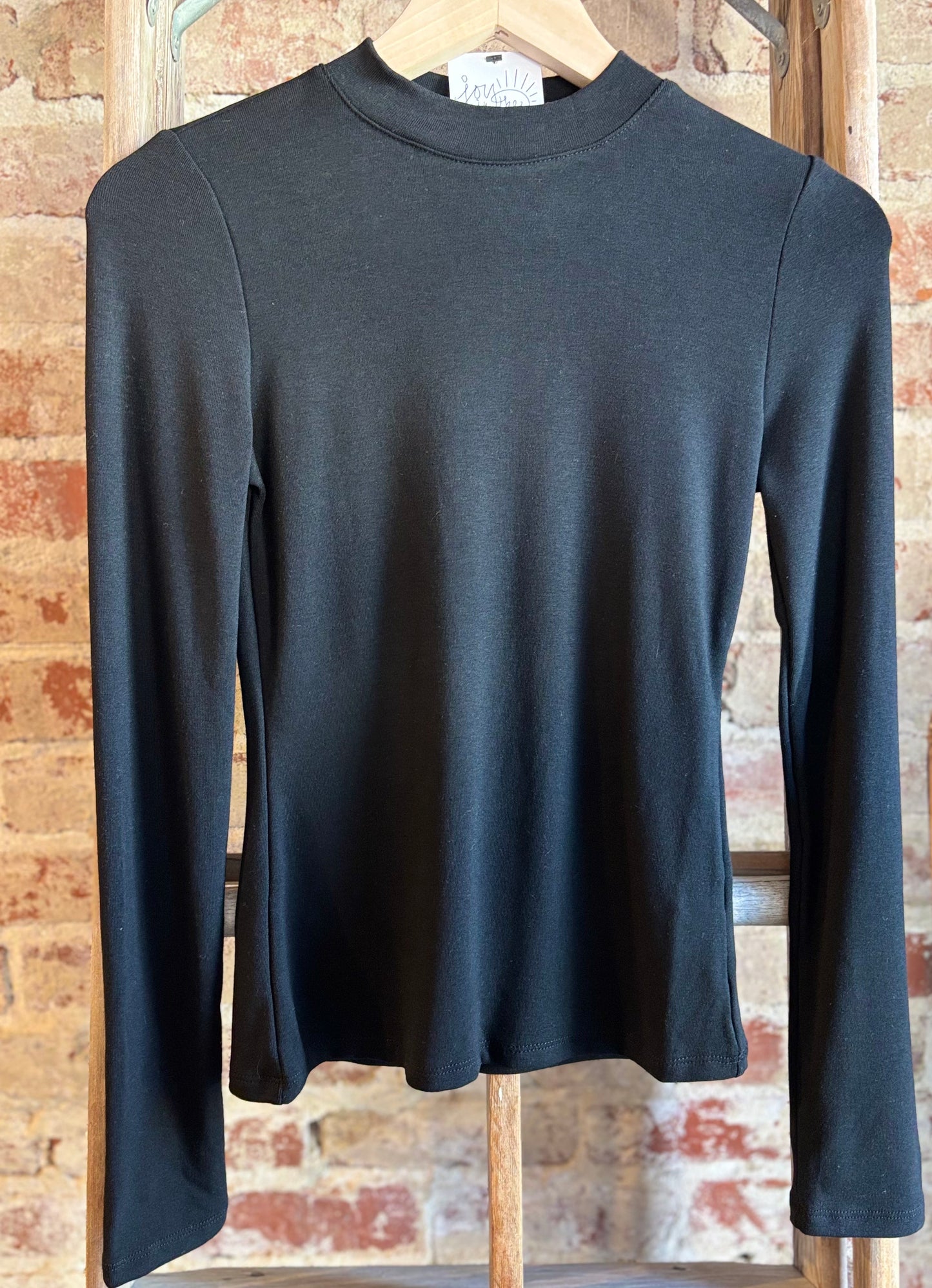 Knit Mock Neck Top- BLACK
