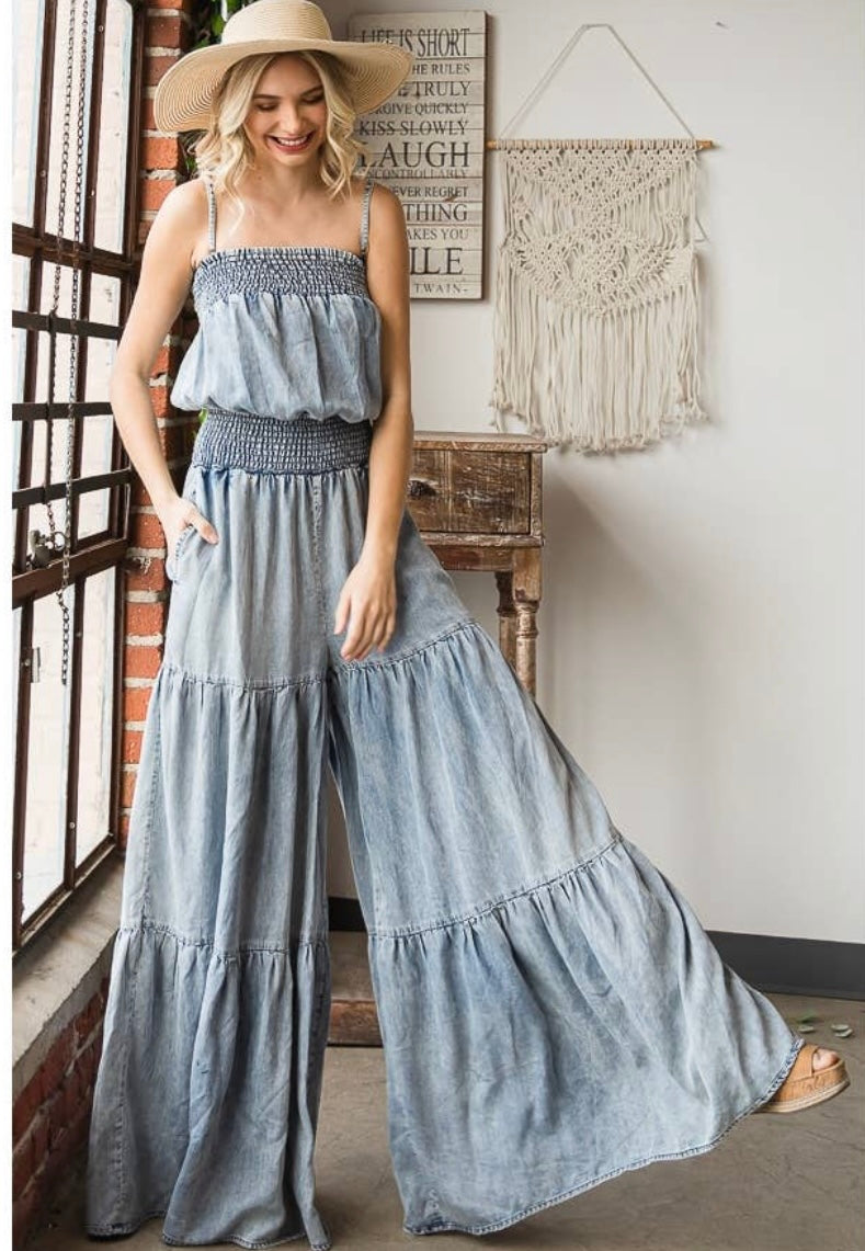 Ruffled Wide Leg Jumpsuit