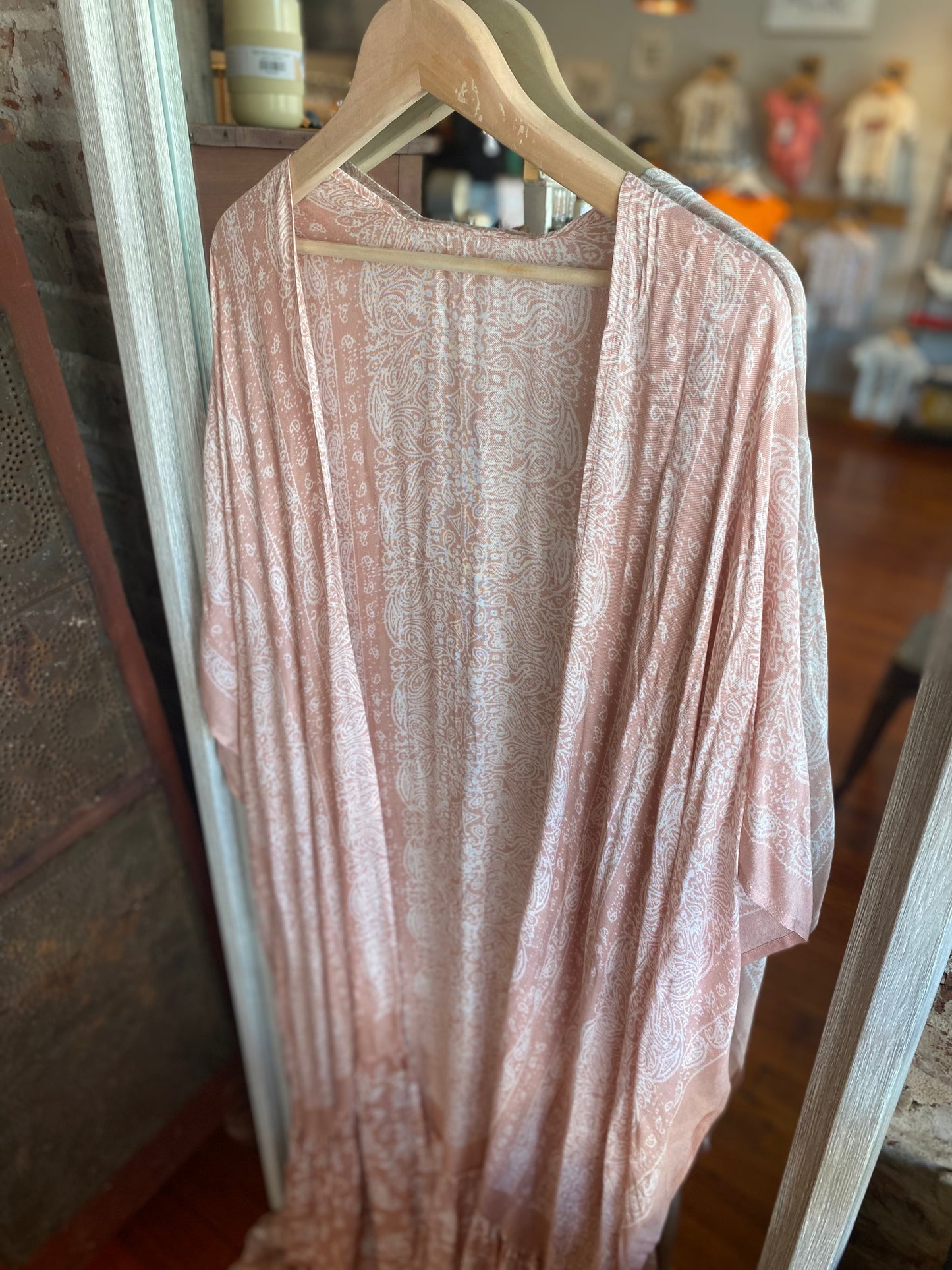 Paisley Free Flow Duster Kimono- Blush