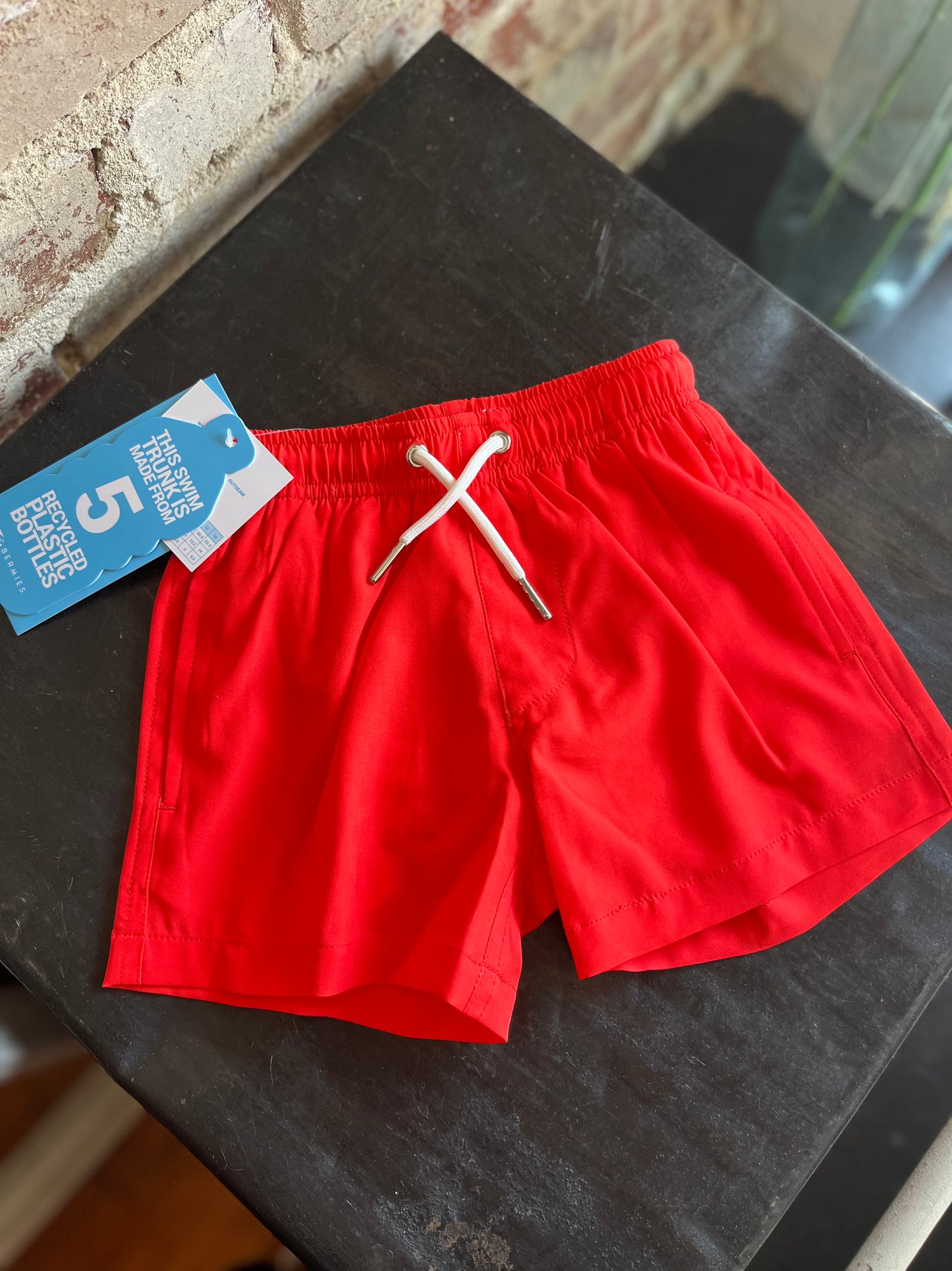 Shark Child Swim Trunks- Red