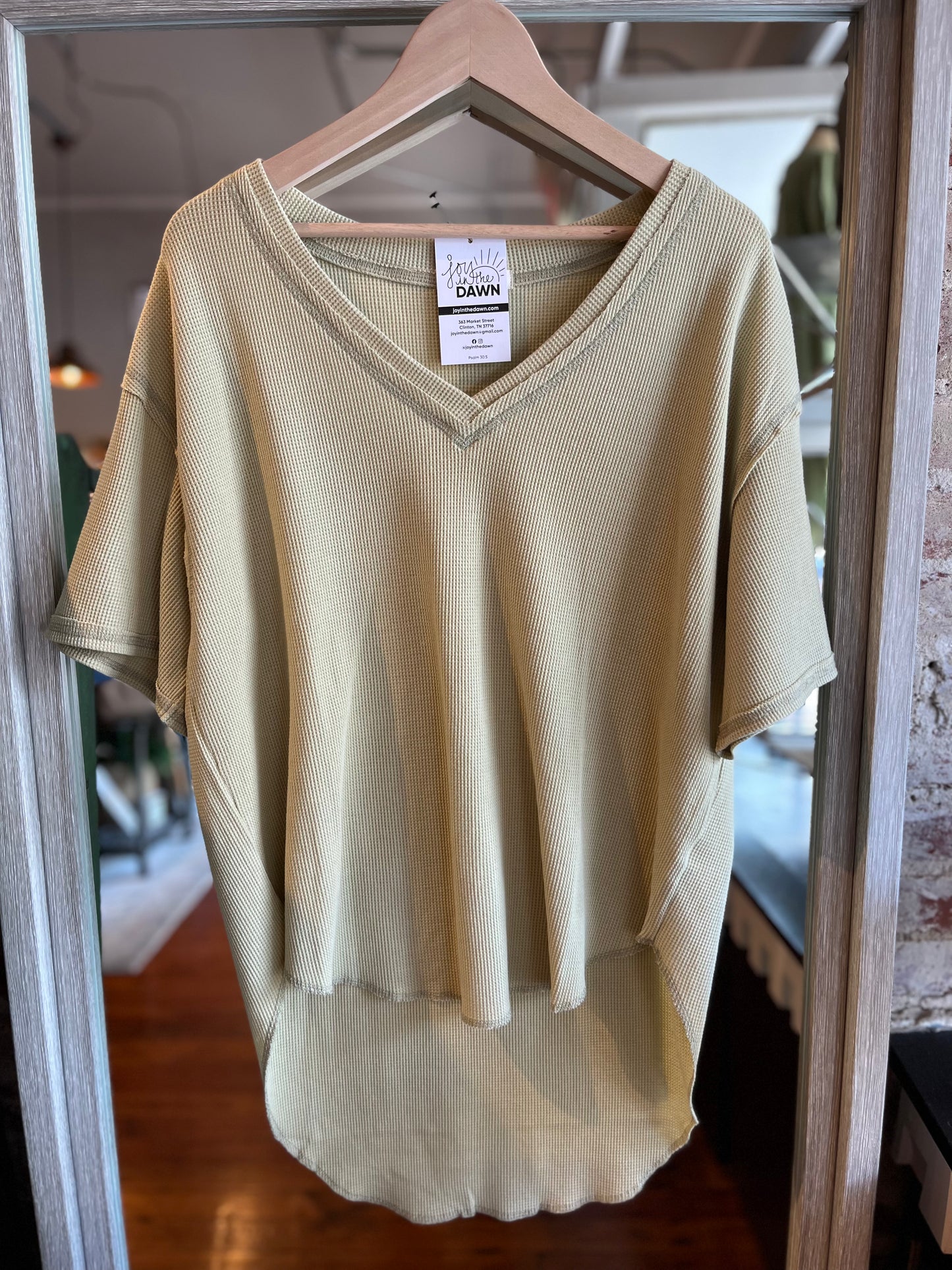 Mineral Washed Knit Shirt- Olive