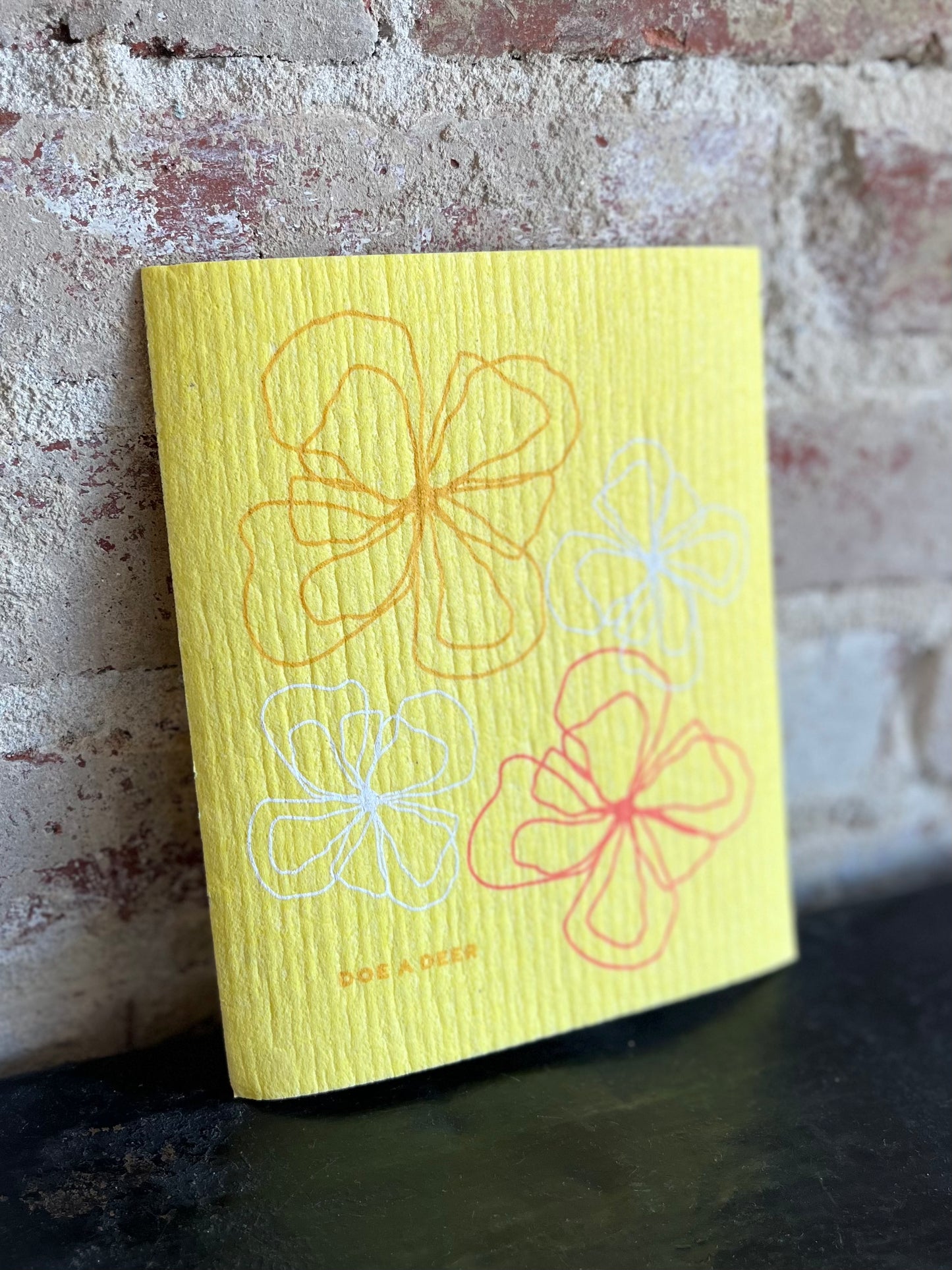 Happy Yellow Floral Swedish Dishcloth