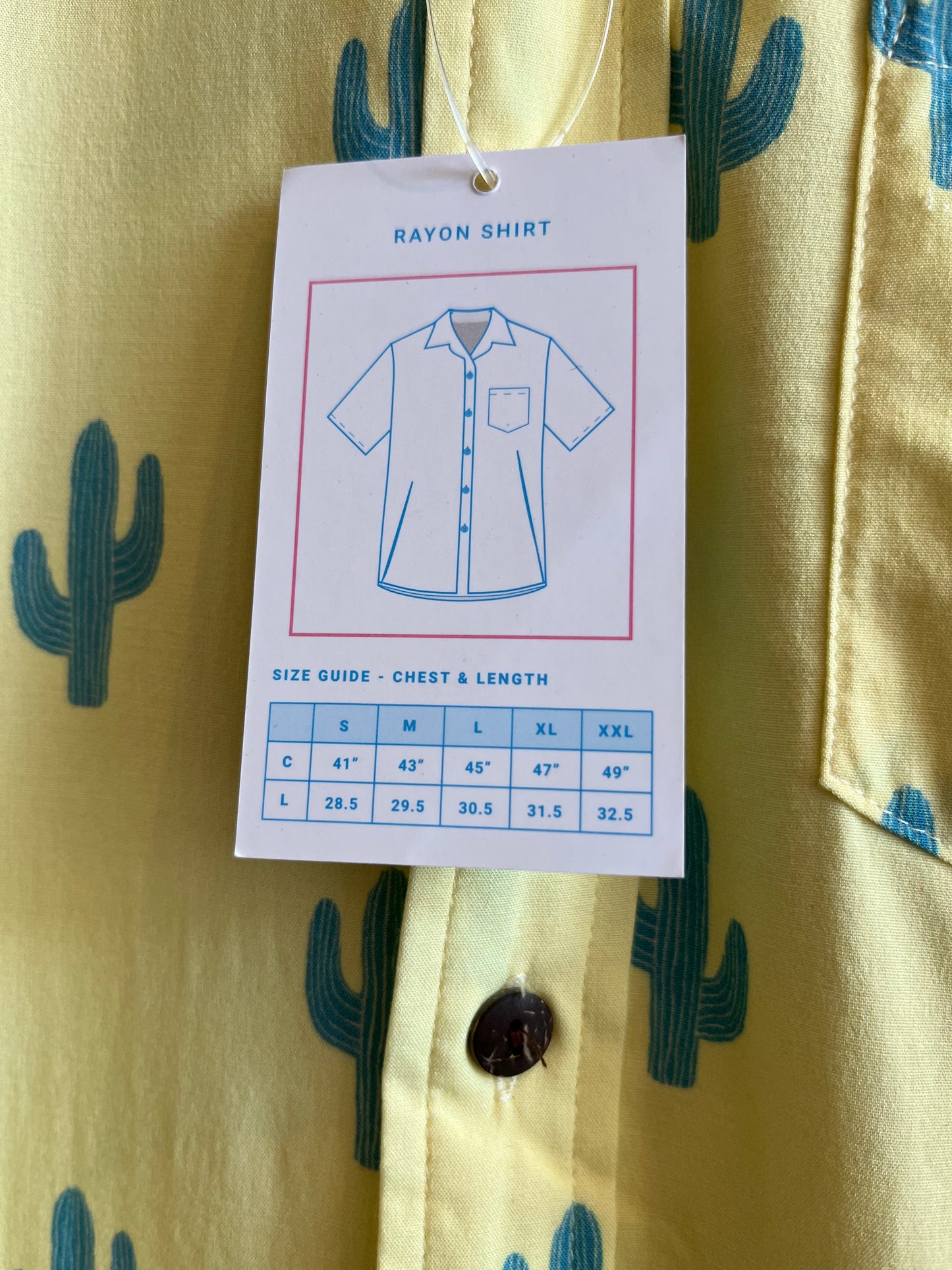 Men's Cactus Button Up- Light Yellow
