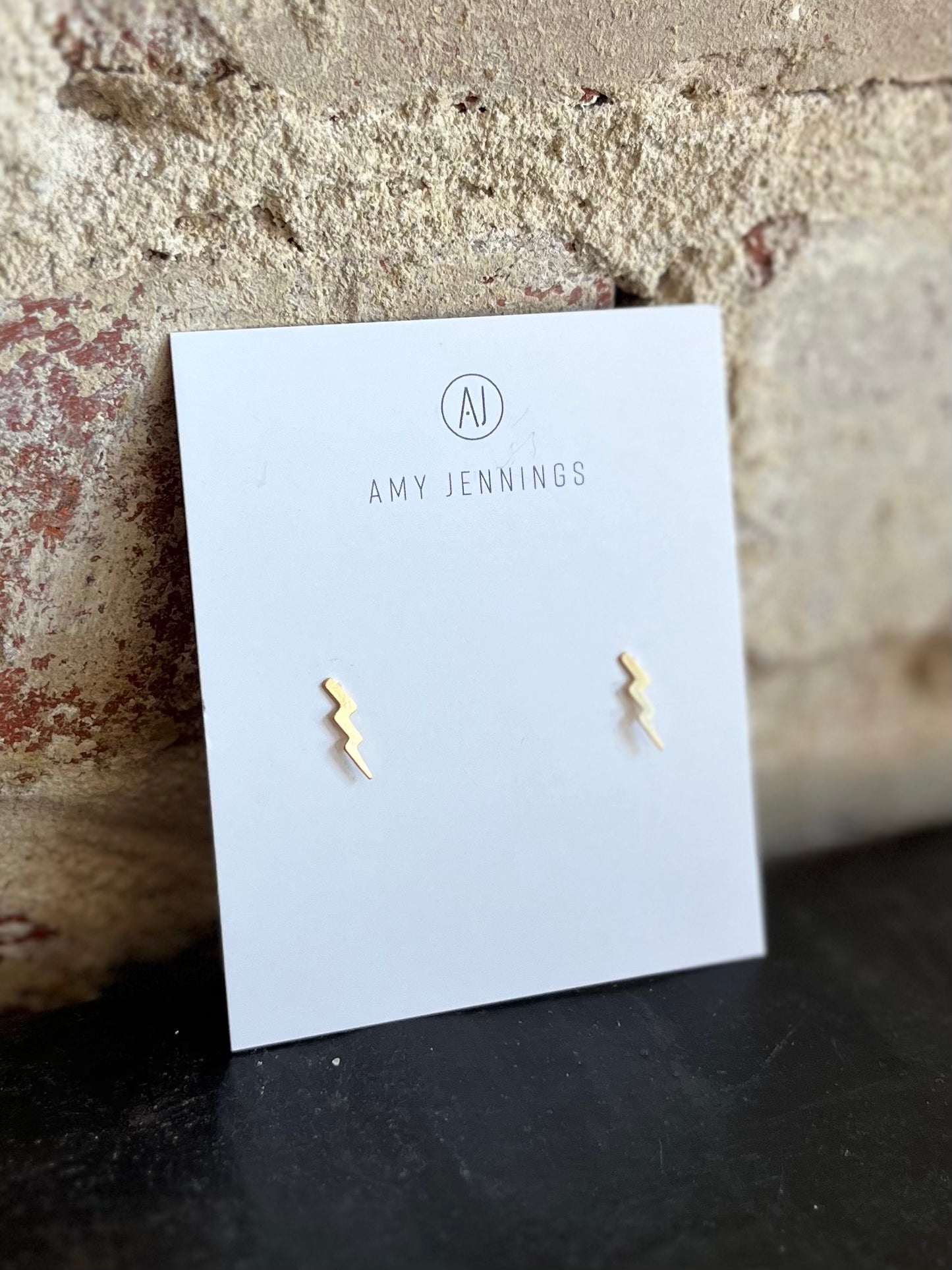 Gold Lighting Bolt Studs