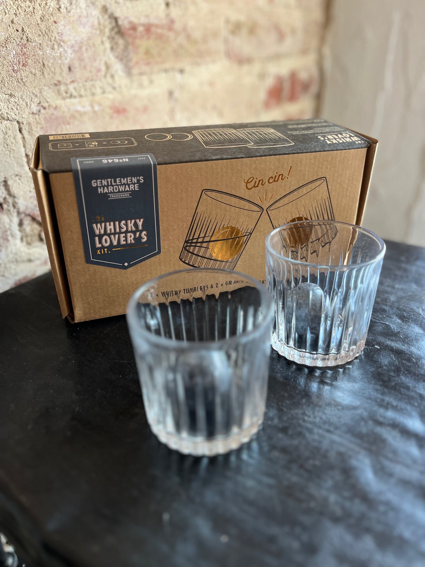 Cocktail Tumbler + Whiskey Stone Set