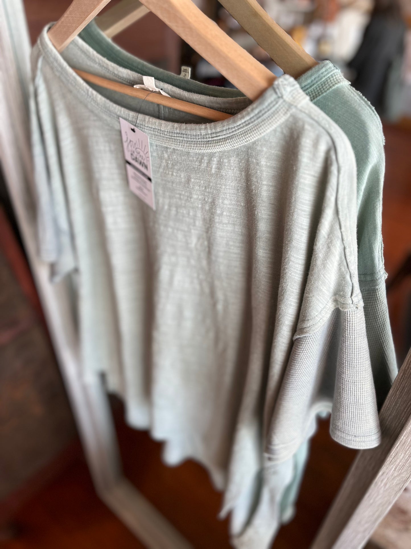 Thermal Sleeve Tee- Light Blue