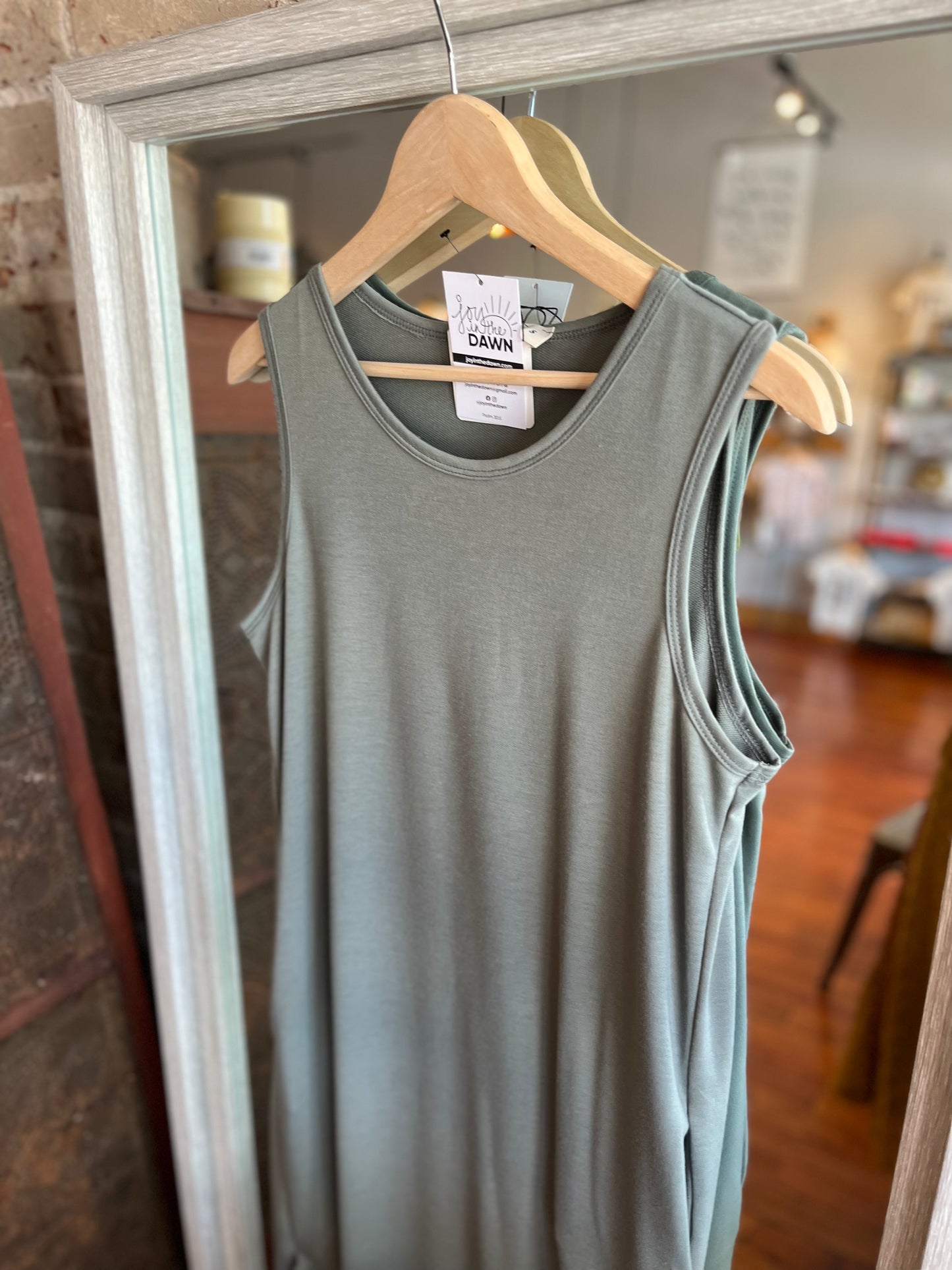 Cassie Sleeveless Pocket Maxi Dress- Light Olive