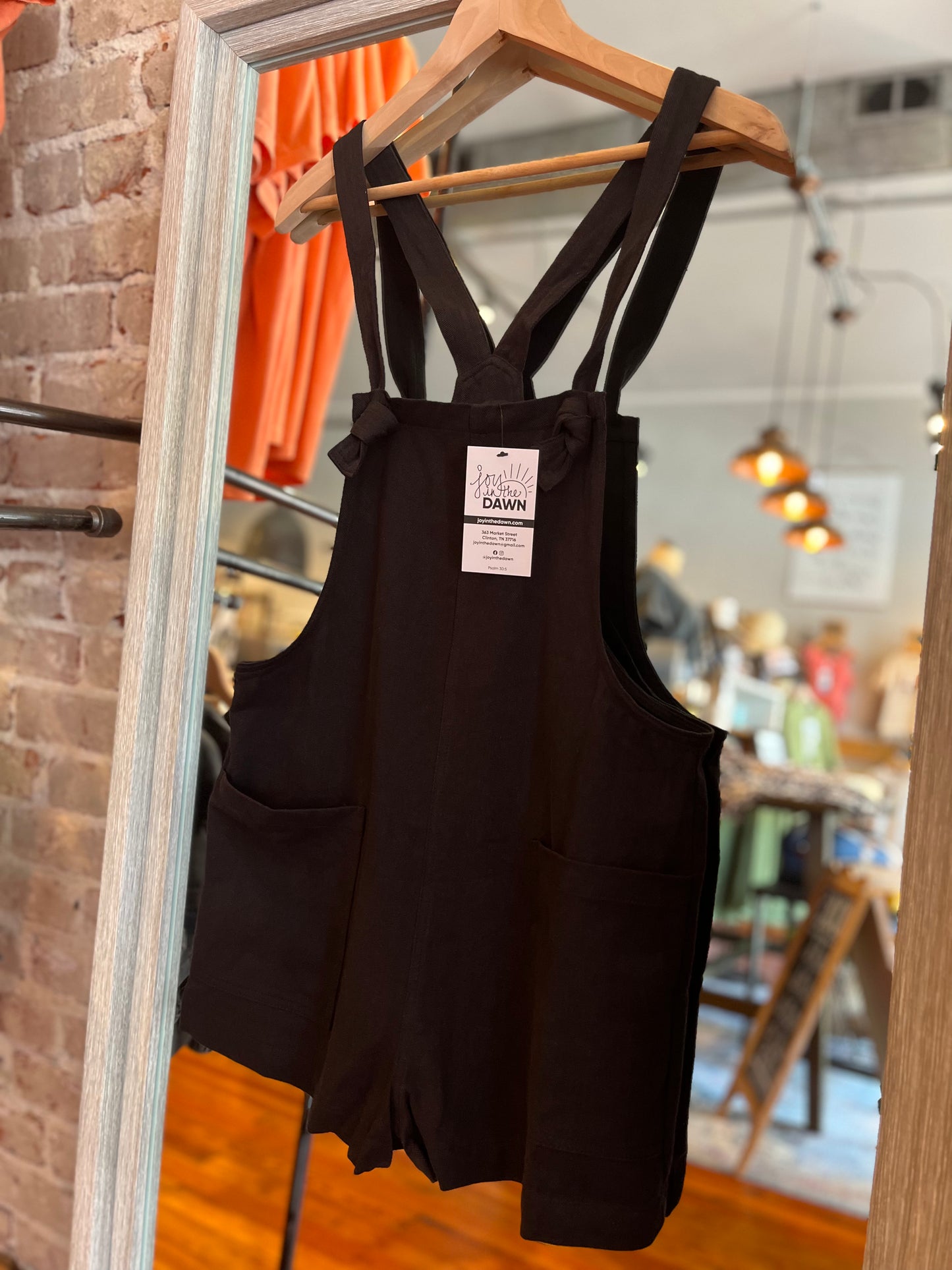 Linen+Cotton Short Overalls-Black
