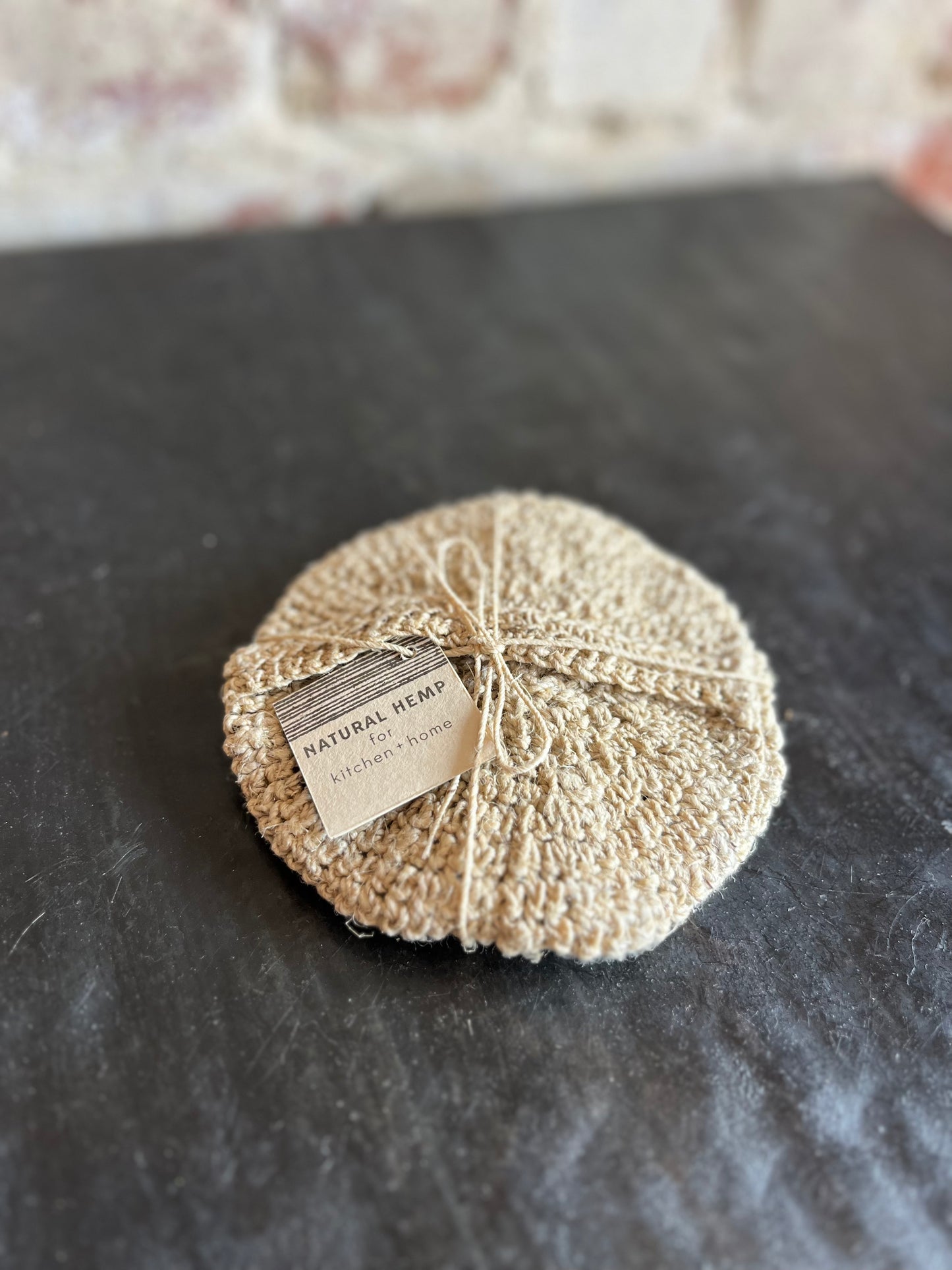 Natural Hemp Dish Scrubbers- Set of 3