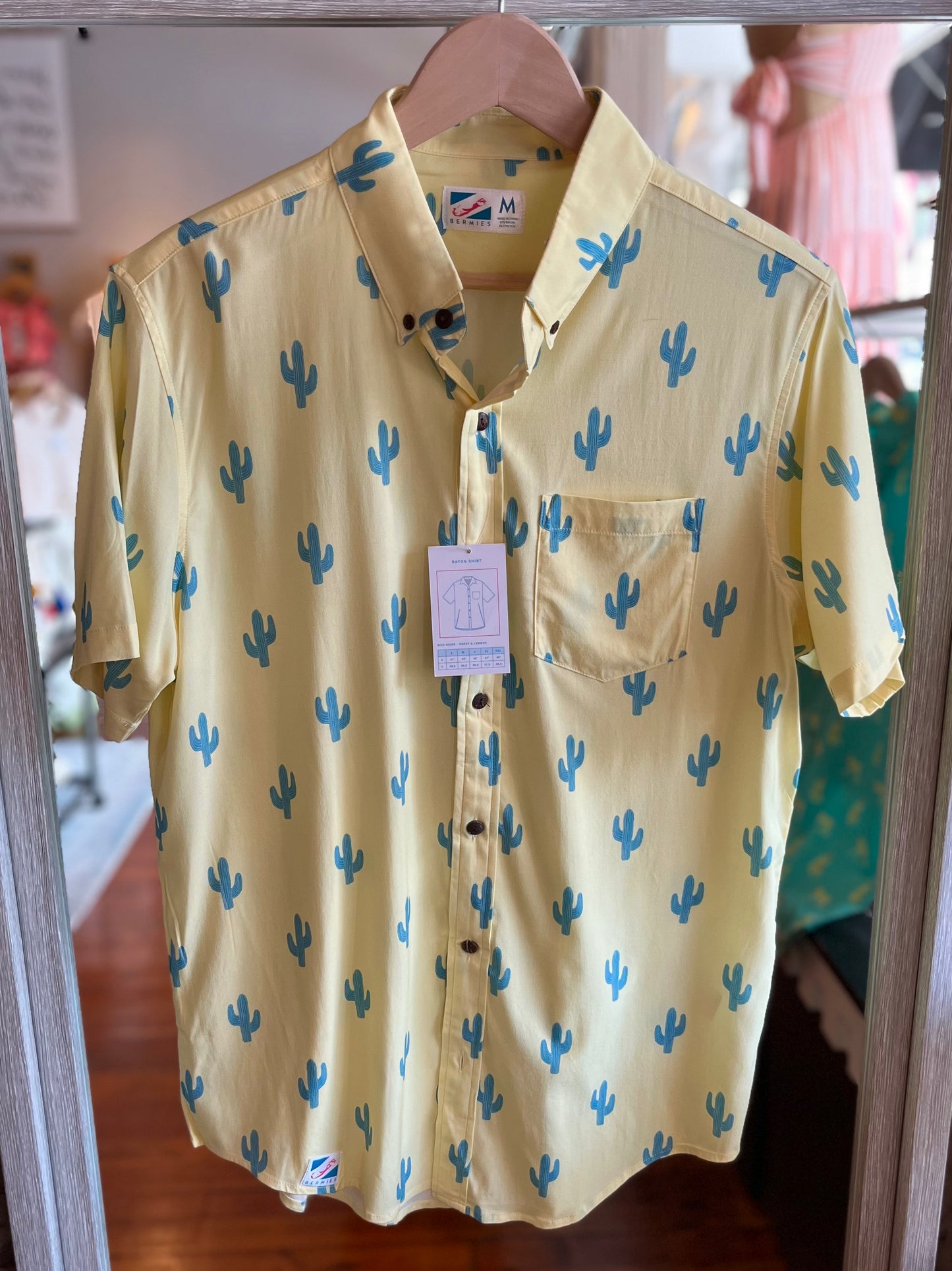 Men's Cactus Button Up- Light Yellow