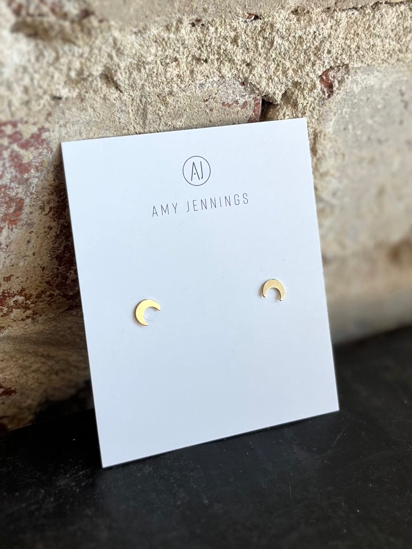 Crescent Gold Stud Earrings
