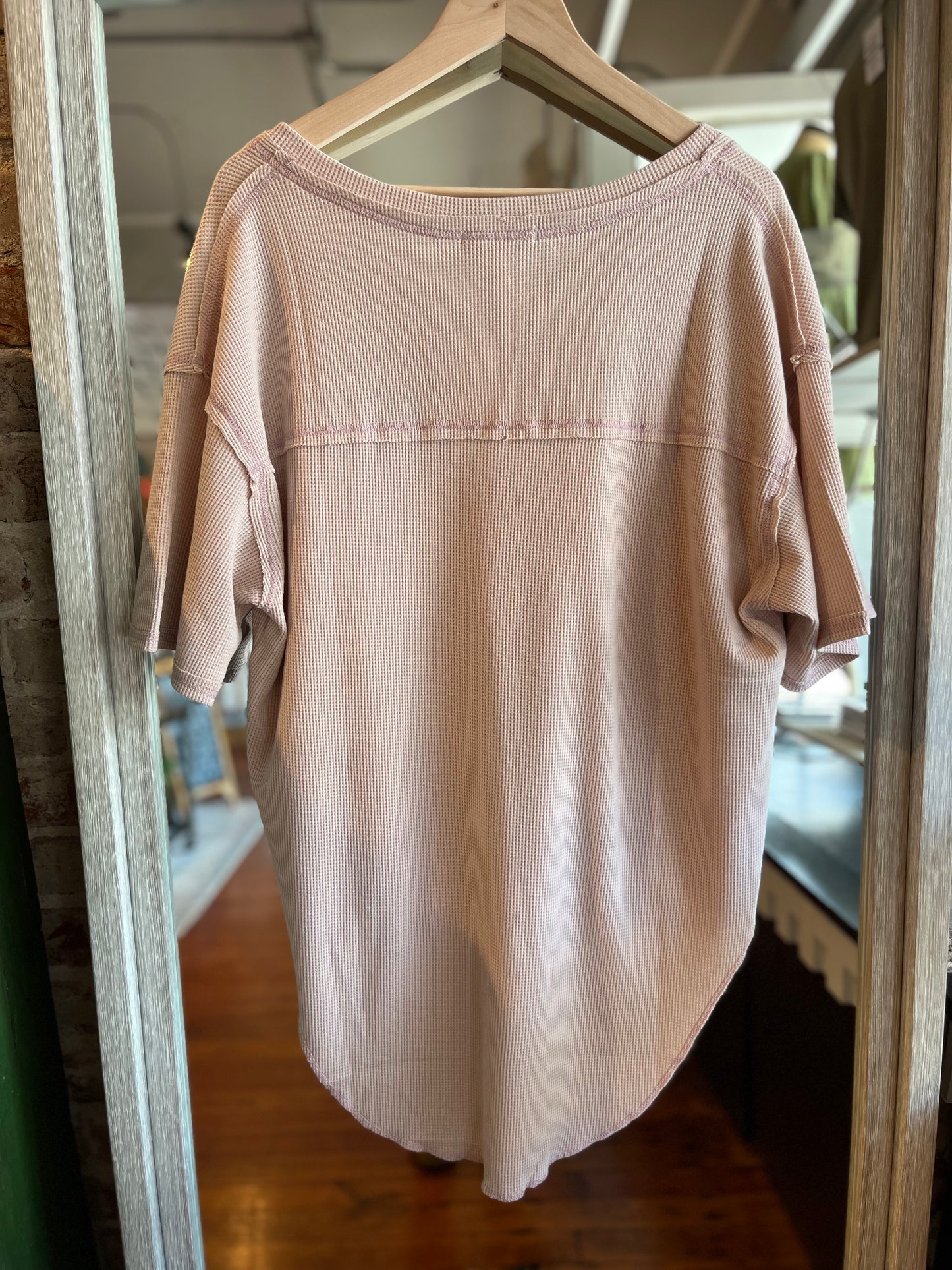 Mineral Washed Knit Shirt- Mauve