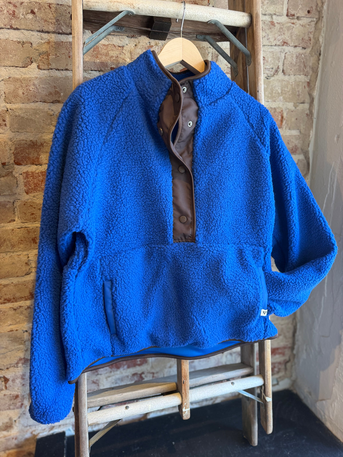 Jersey Lined Sherpa Pullover - Cerulean Blue