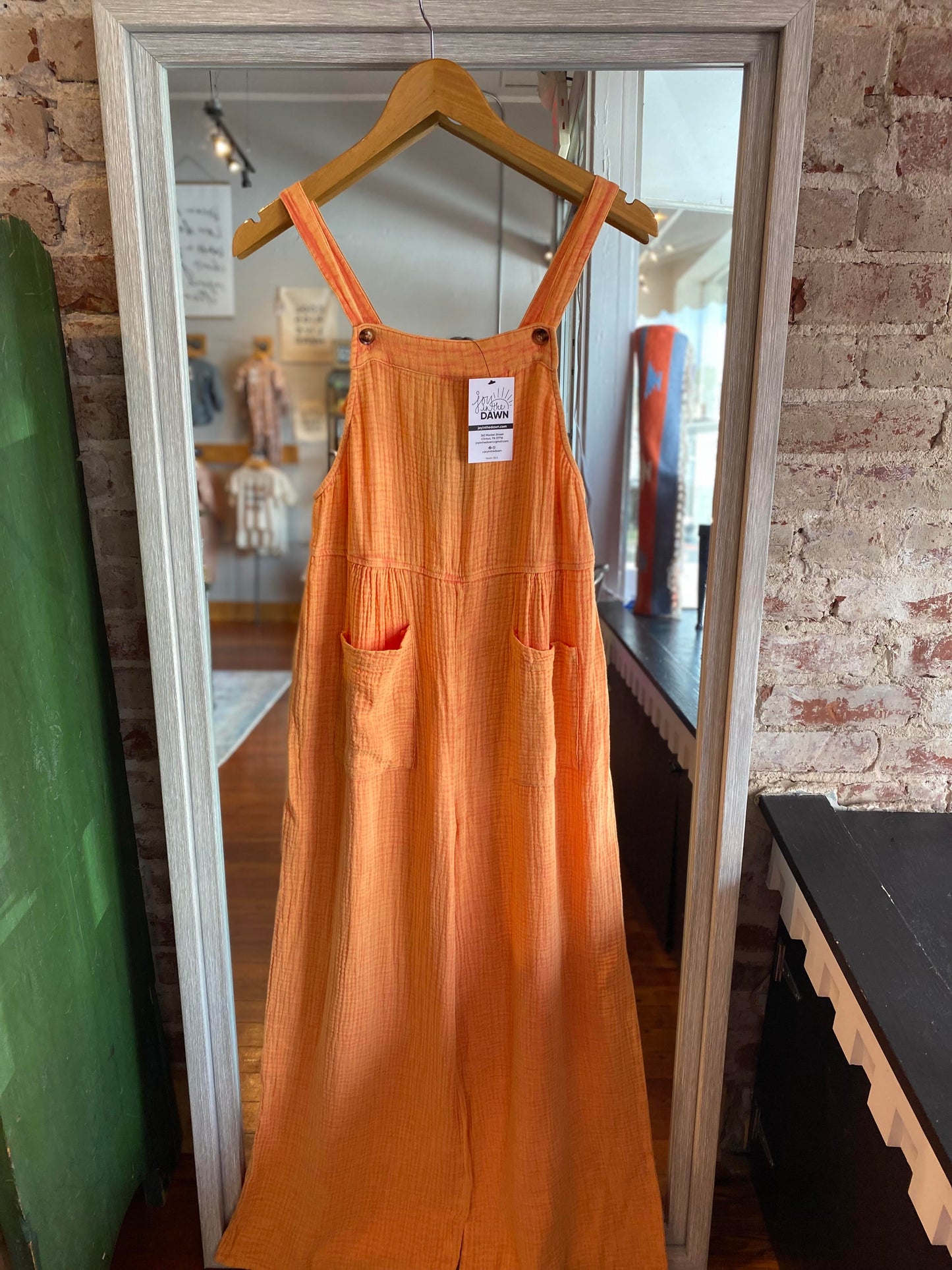 Mineral Wash Gauze Overalls- Orange