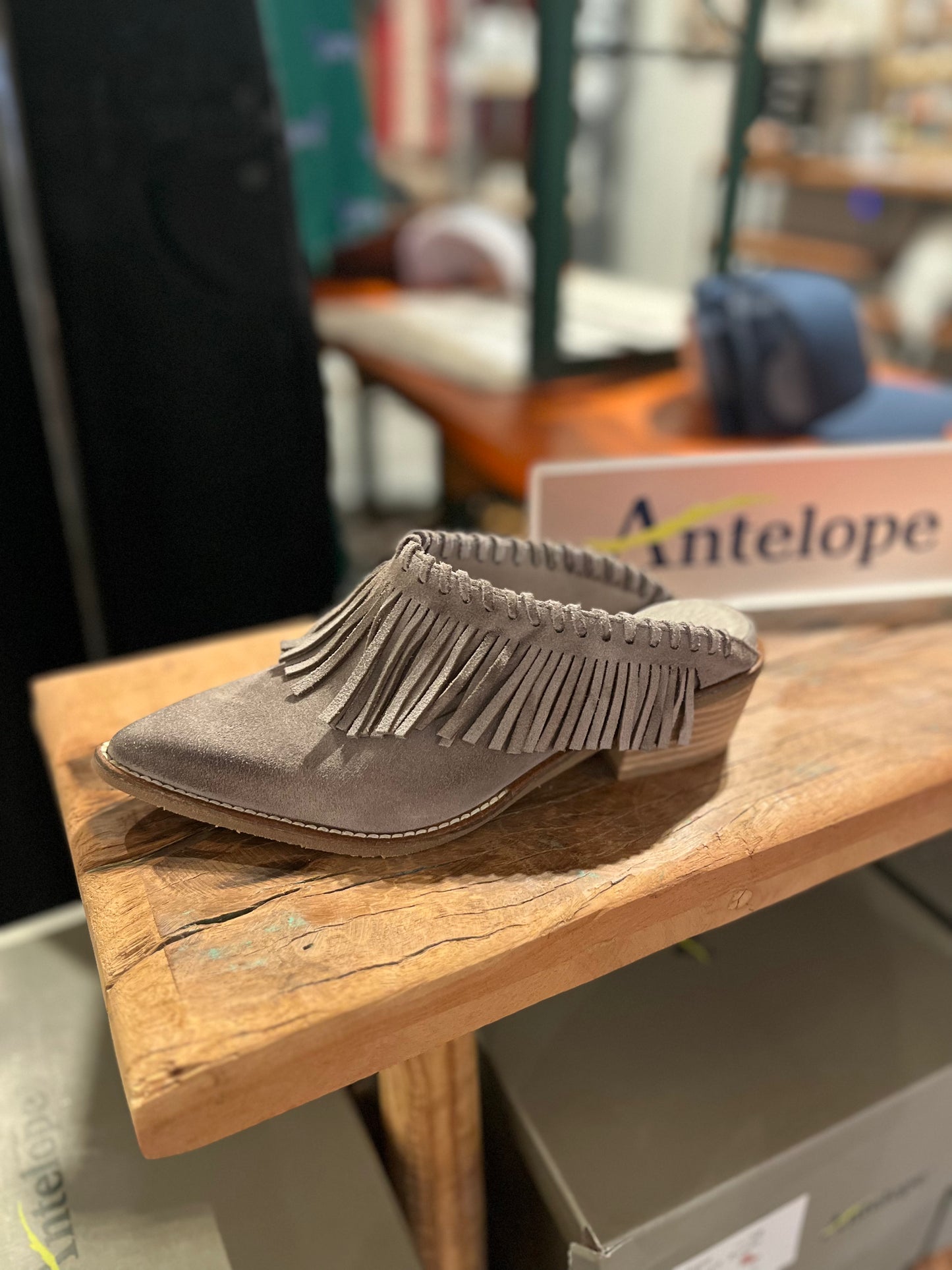 Western Suede Mules- Grey