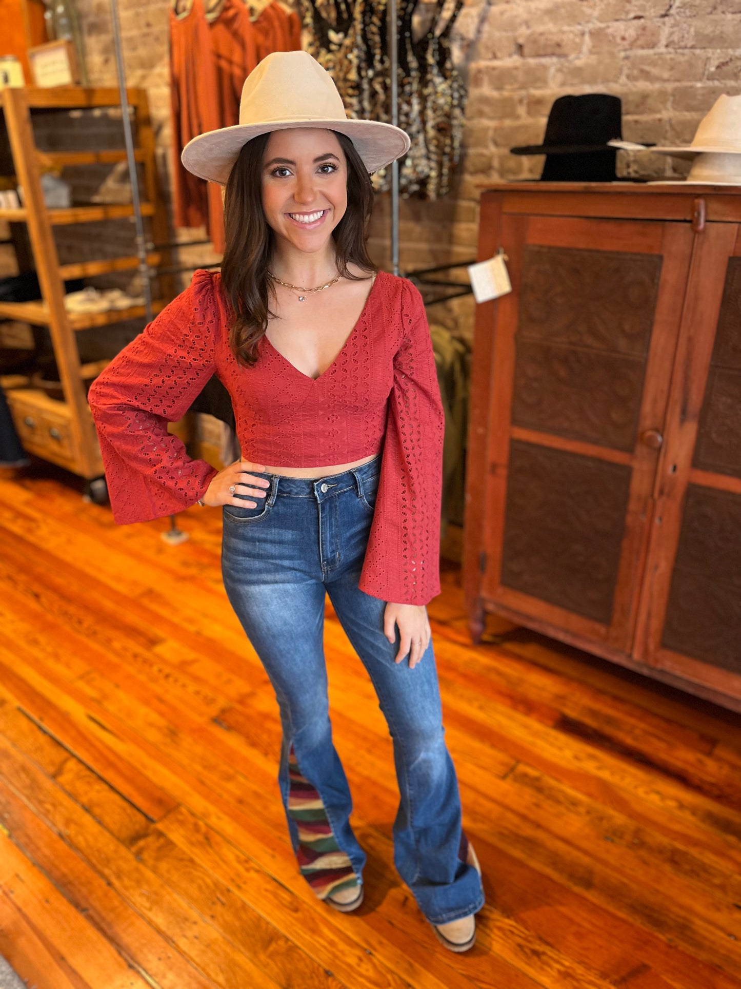 SUNRISE Embroidered Flare Jeans