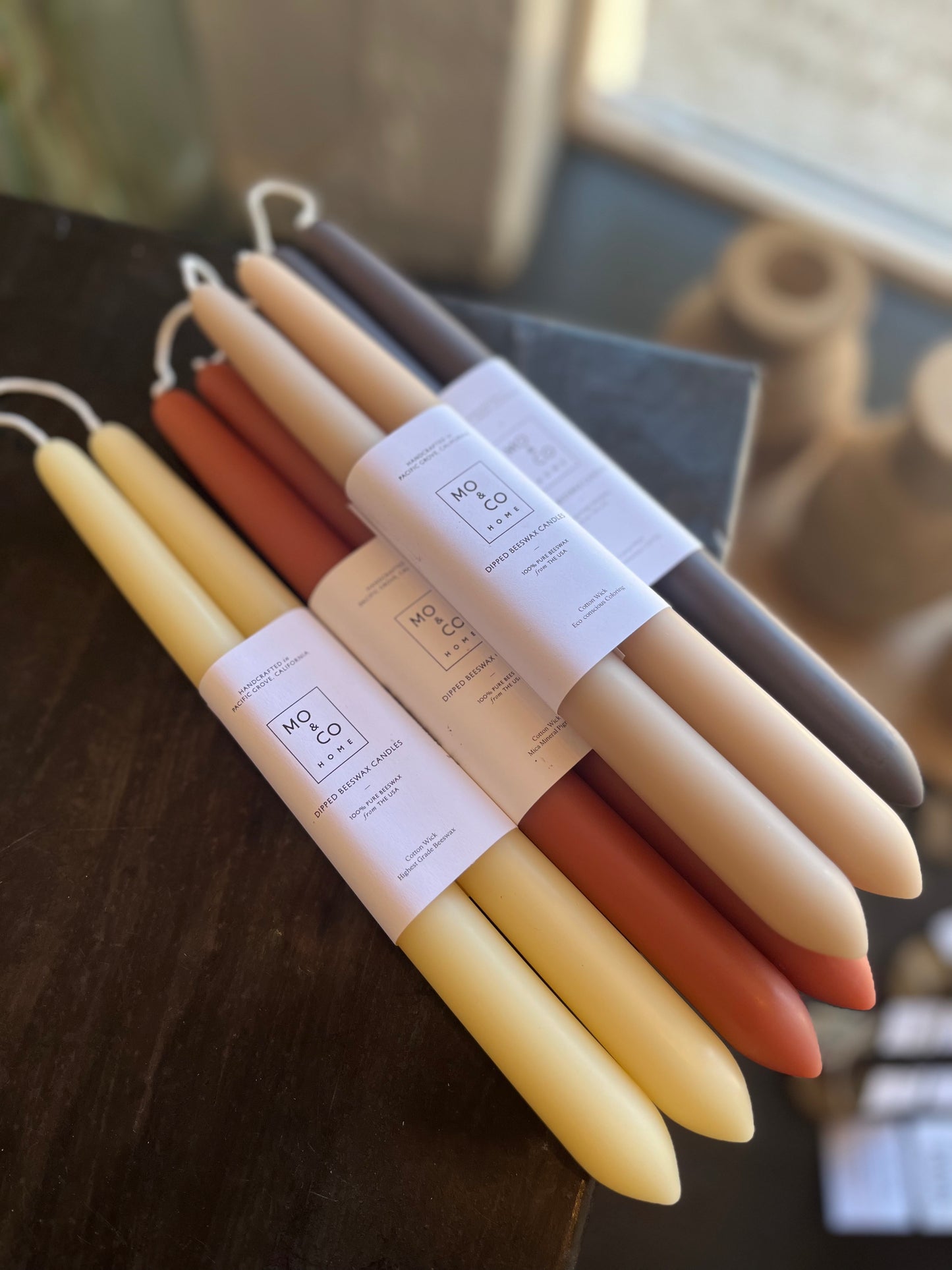 Beeswax Dipped Candle Set- Natural Gold