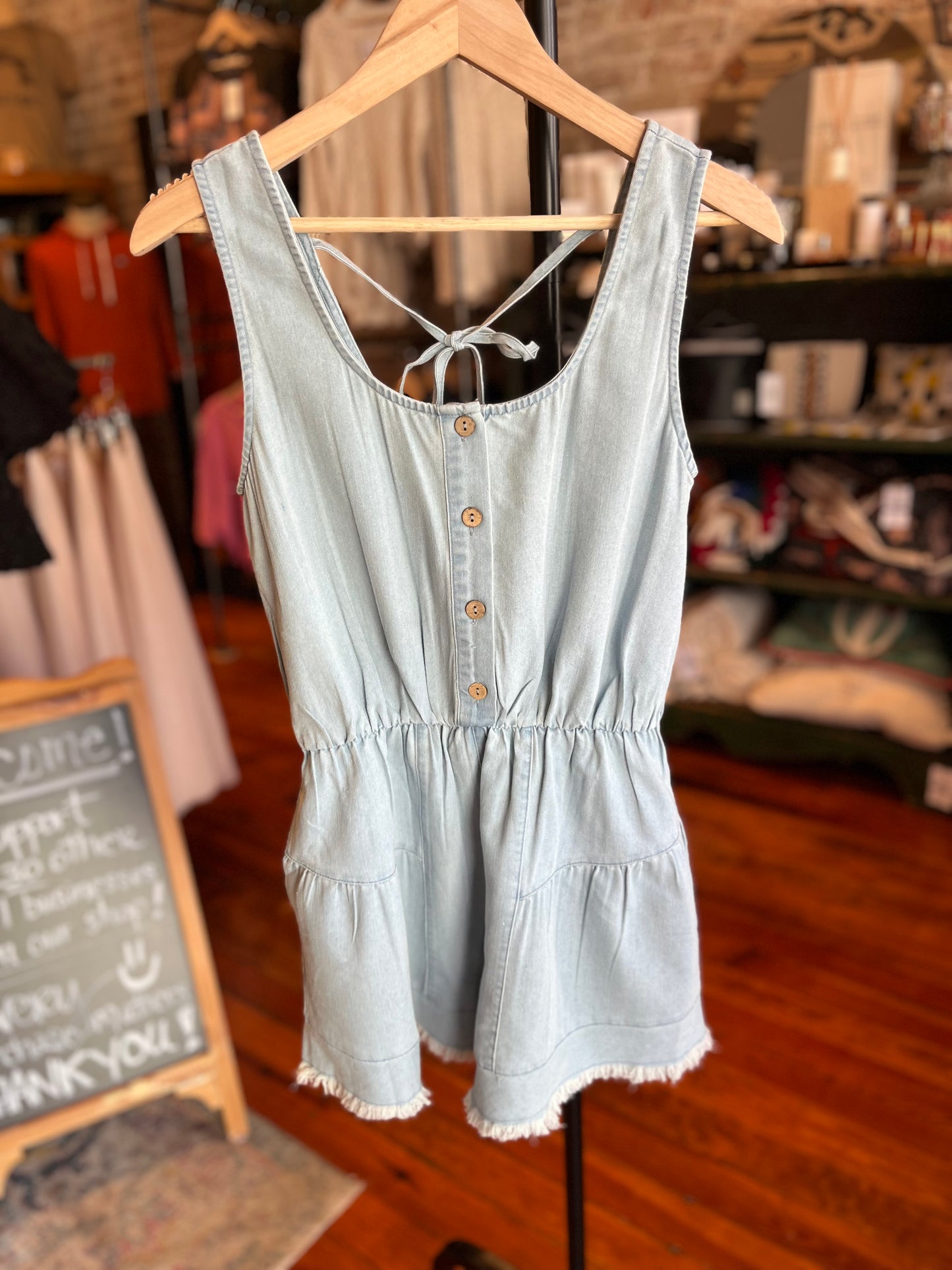 Washed Denim Romper