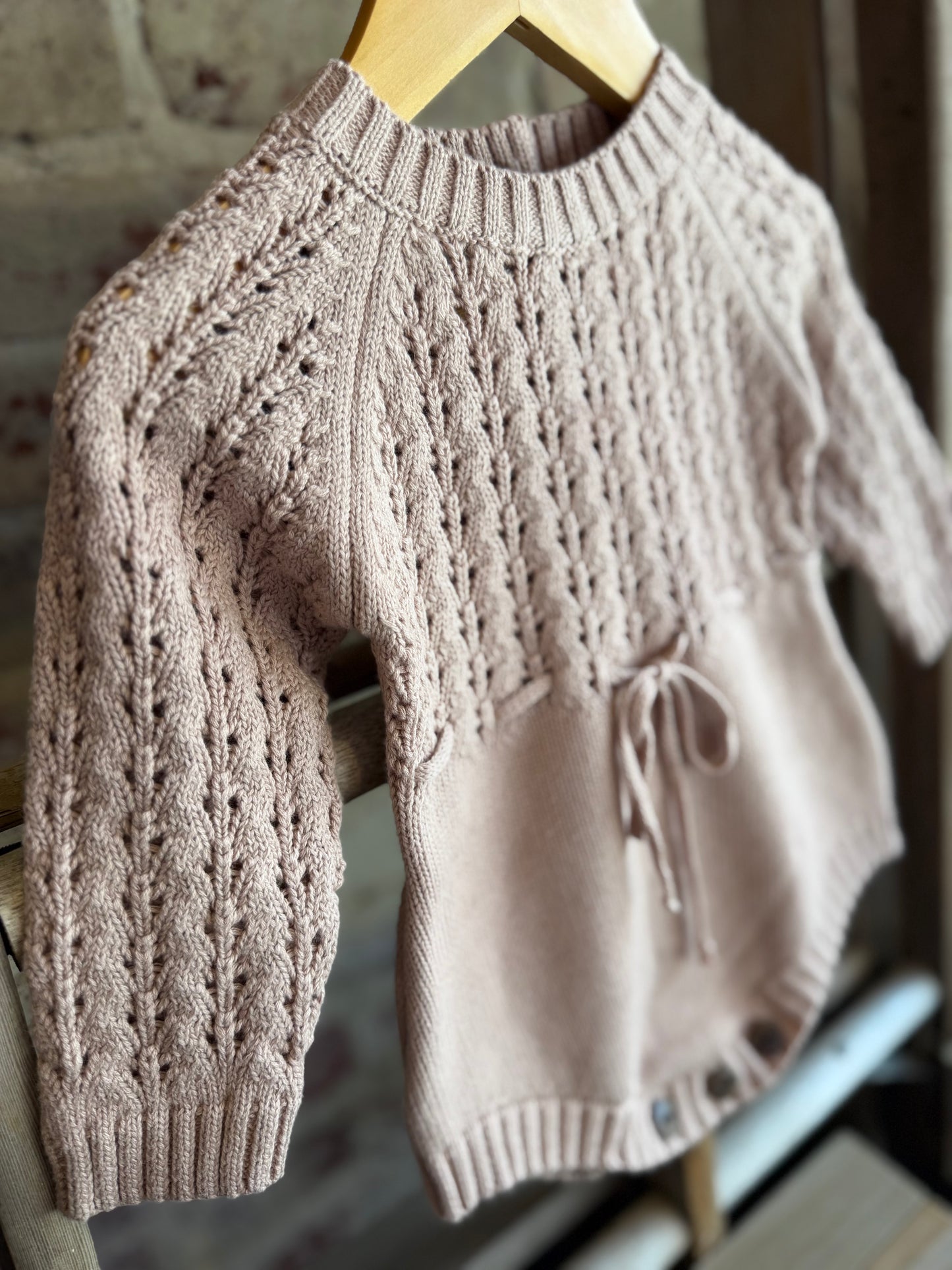 Knitted Sweater Romper - Dusty Pink