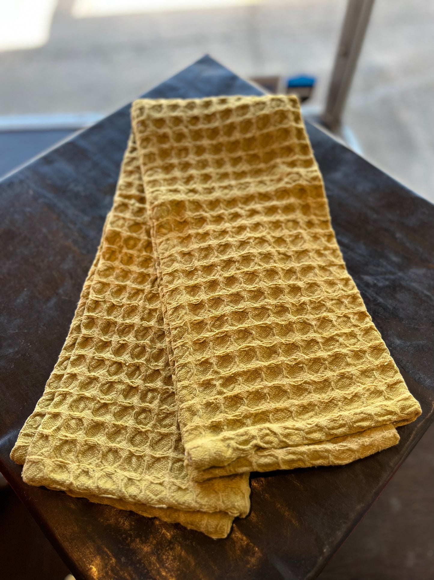 Waffle Knit Tea Towel - Green