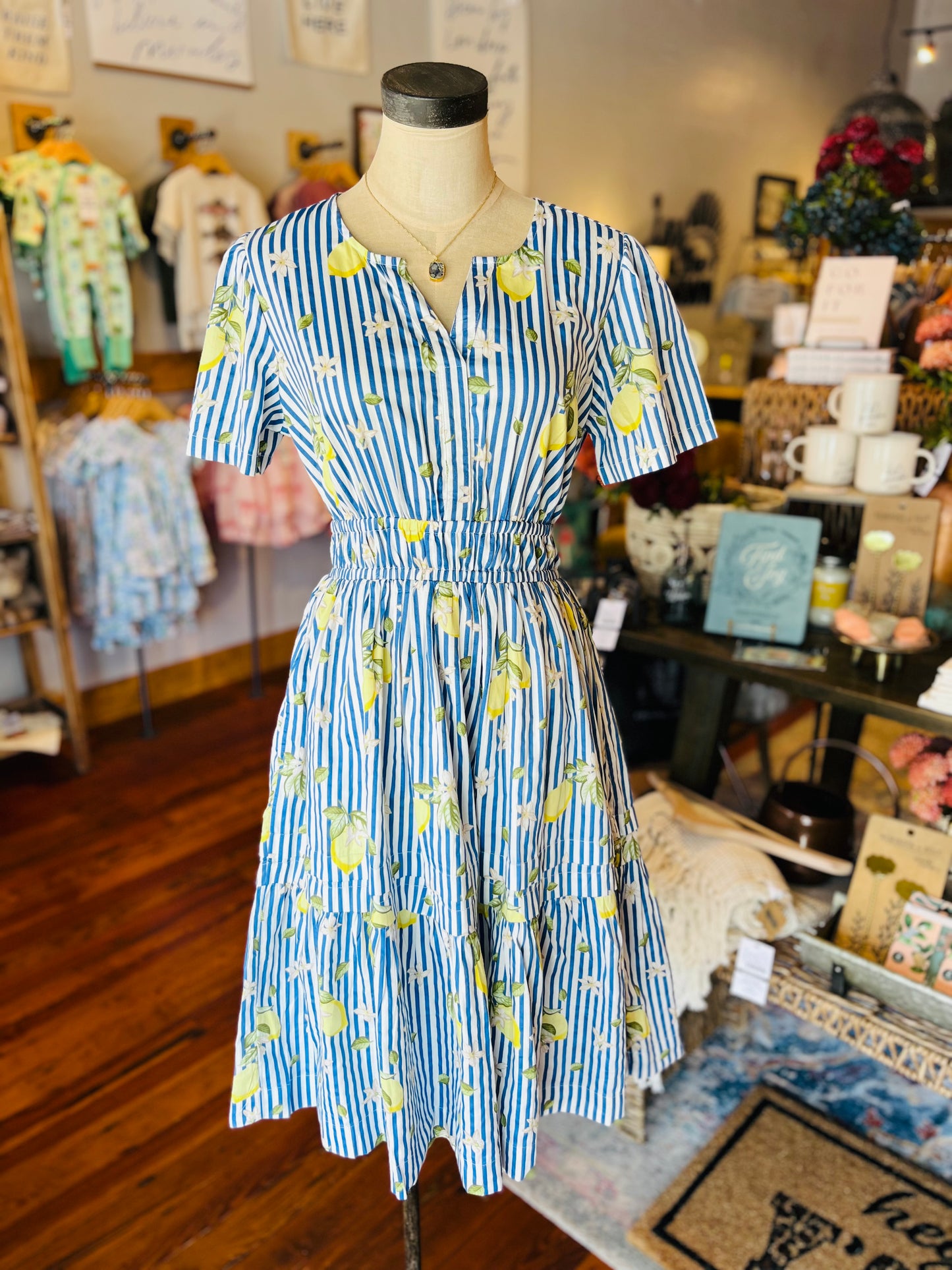 Striped Lemon Midi Dress