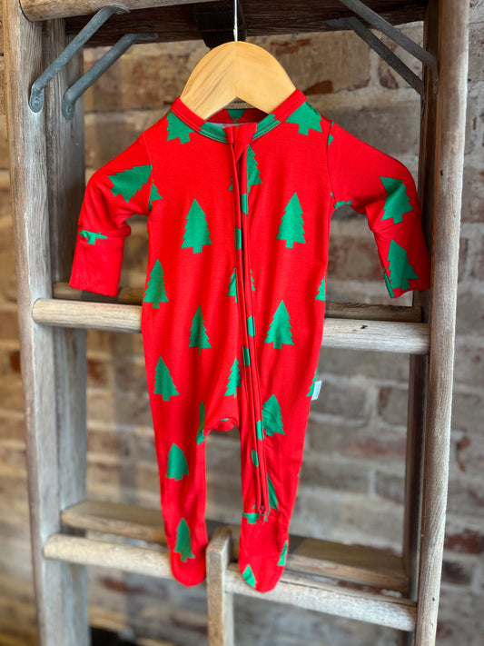 Christmas Tree Bamboo Zip Onesie