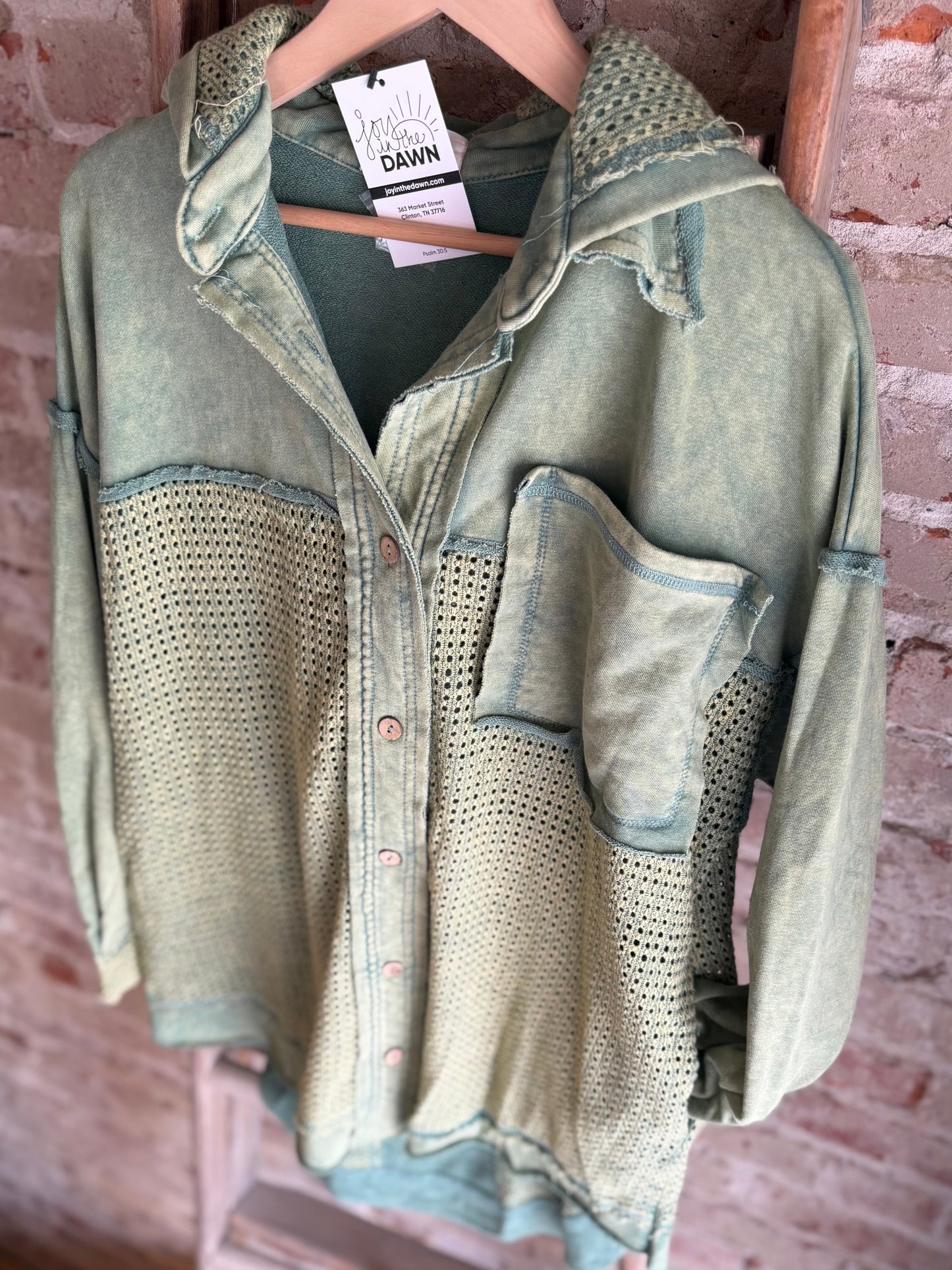 Eyelet Green Hoodie