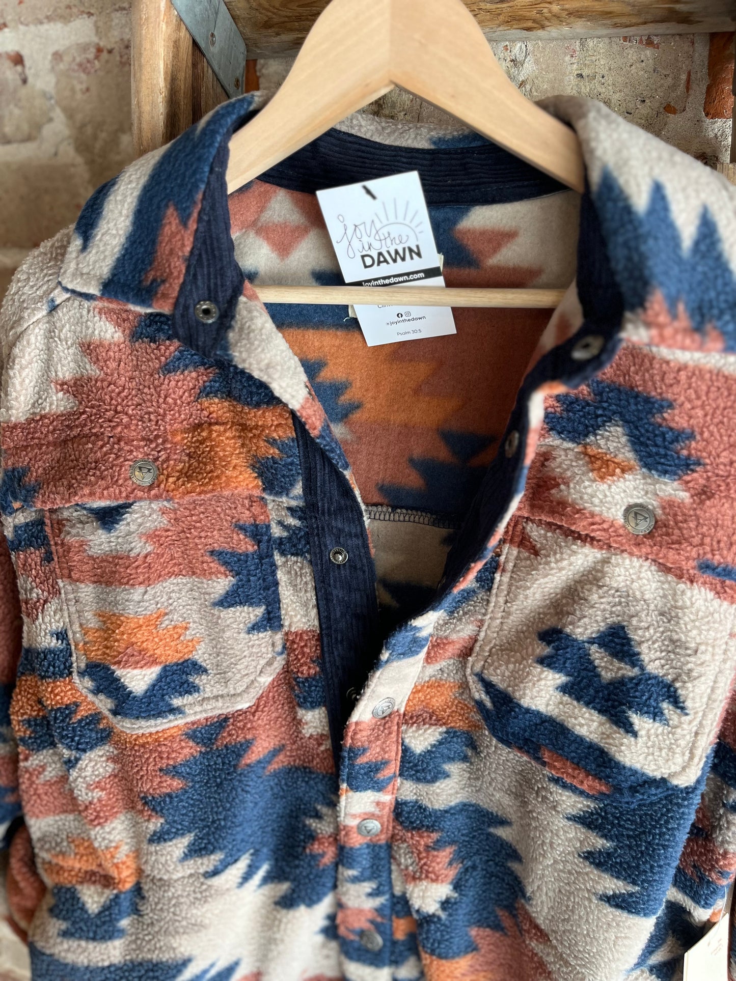 Blue Aztec Fleece Shacket- Men