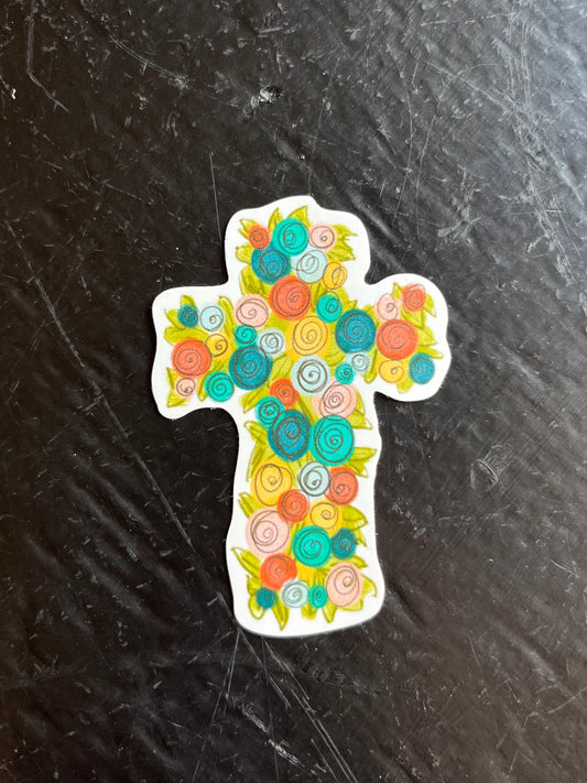 Floral Cross Sticker