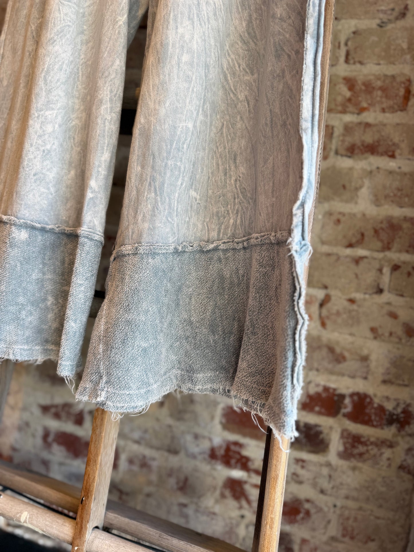 Mineral Washed Wide Leg Pants - Silver Grey