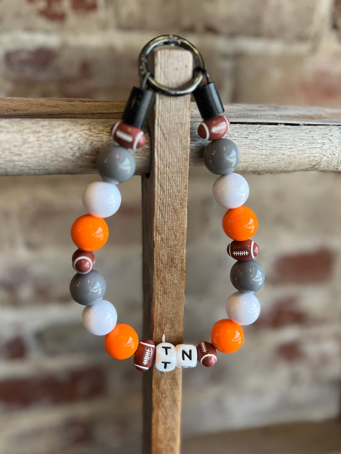 "TN" Football Pet Necklace - Orange/White