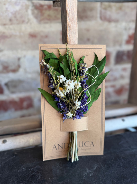 Eucalyptus & Purple Larkspur Mini Dried Bouquet