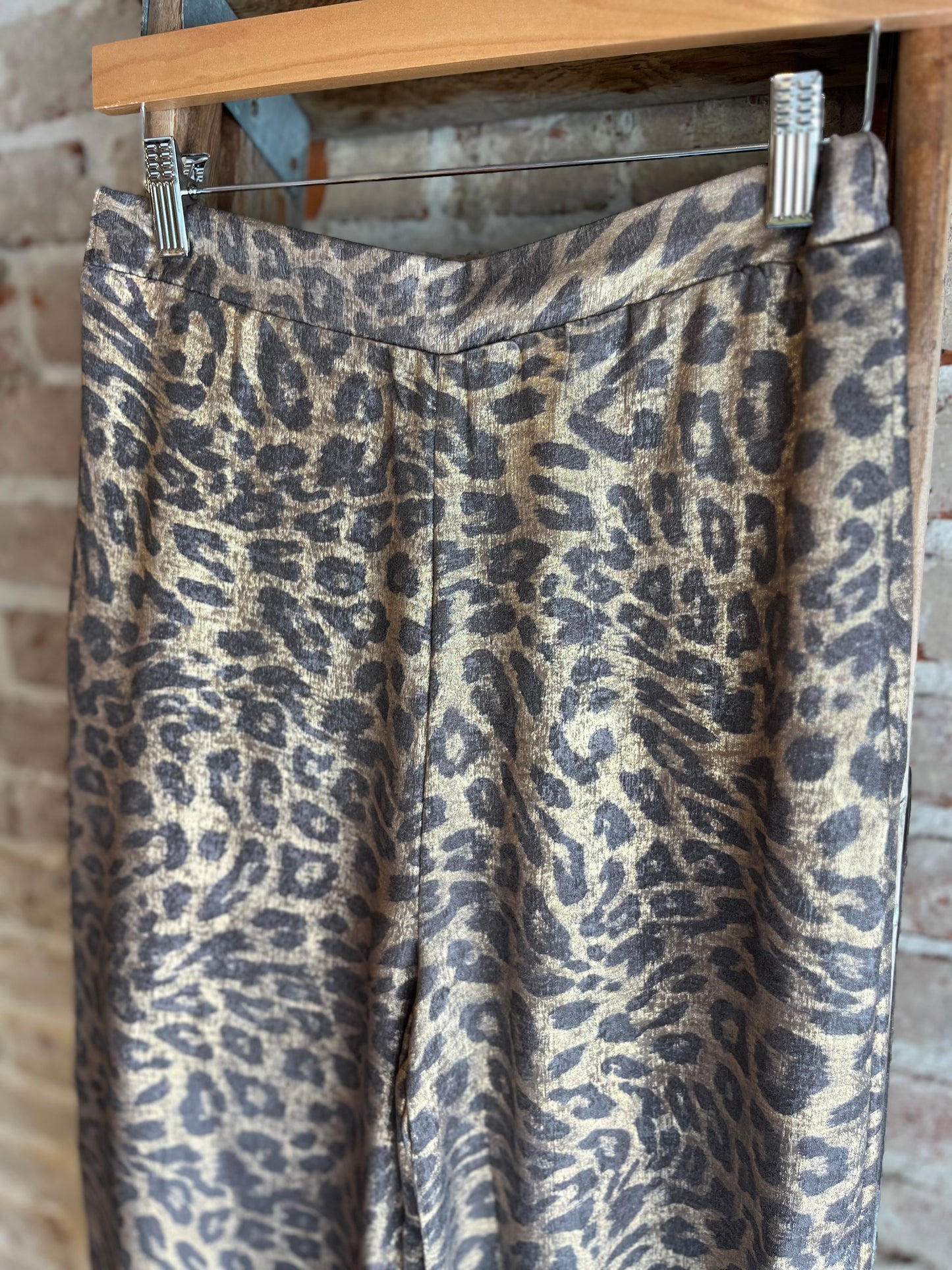 Satin Leopard Straight Leg Pants