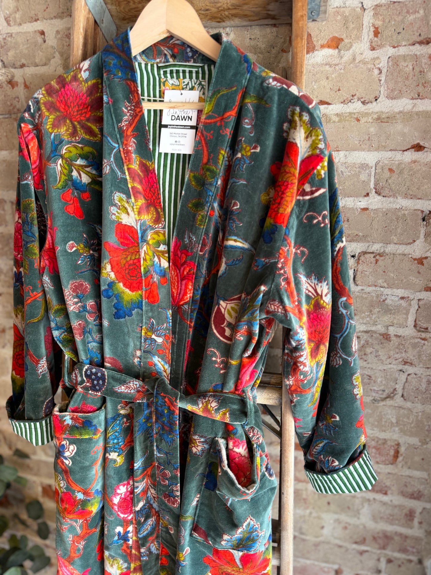 Full Length Tie Belt Kimono -Green