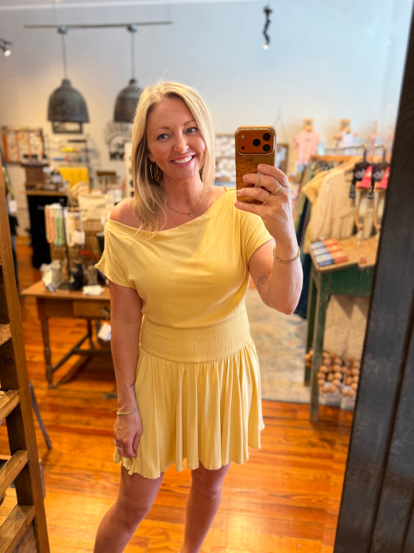Asymmetrical Mini Dress - Yellow
