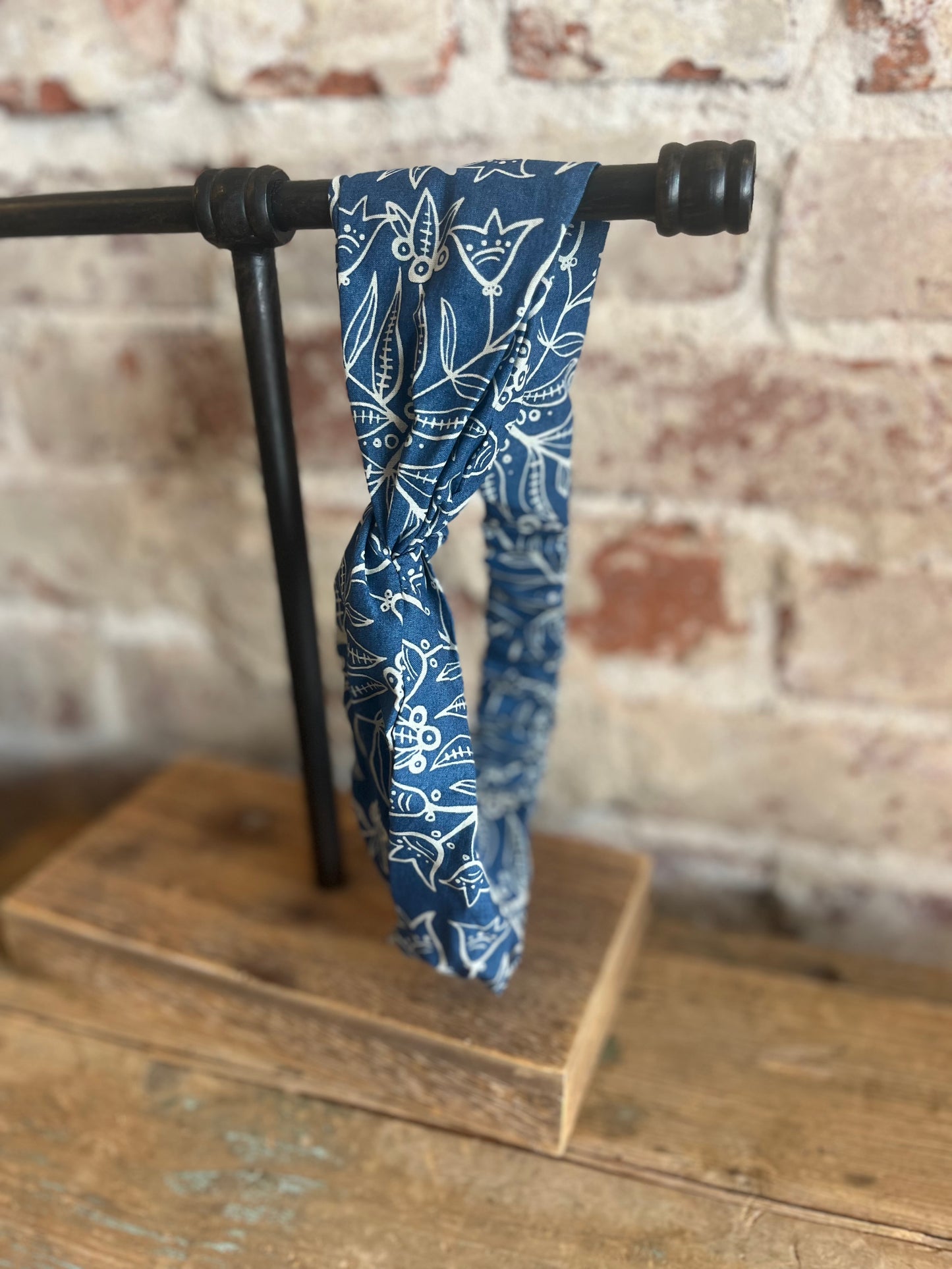Floral Blue Cotton Headband