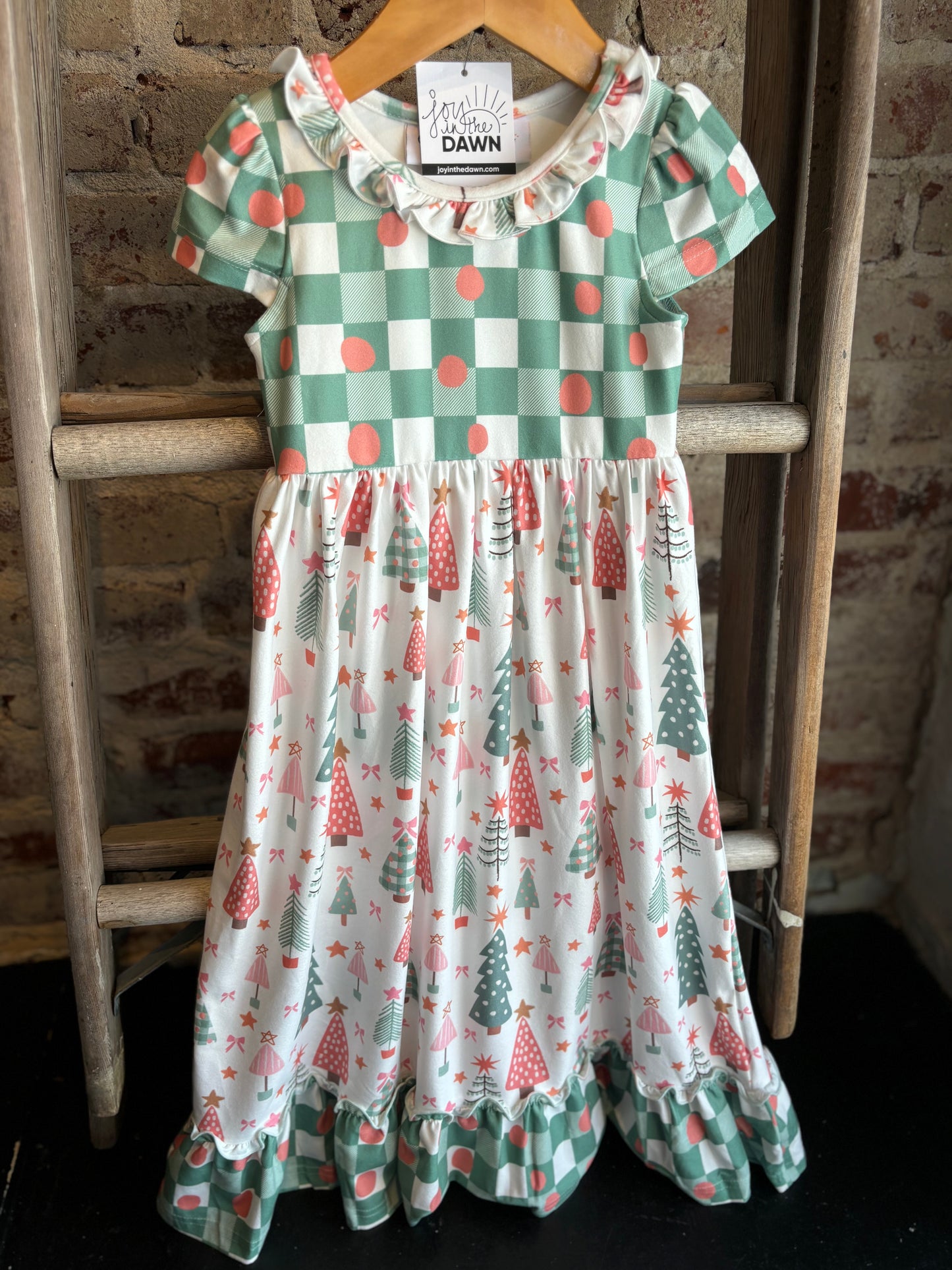 Checkered Christmas Tree Dress- Toddler/Youth