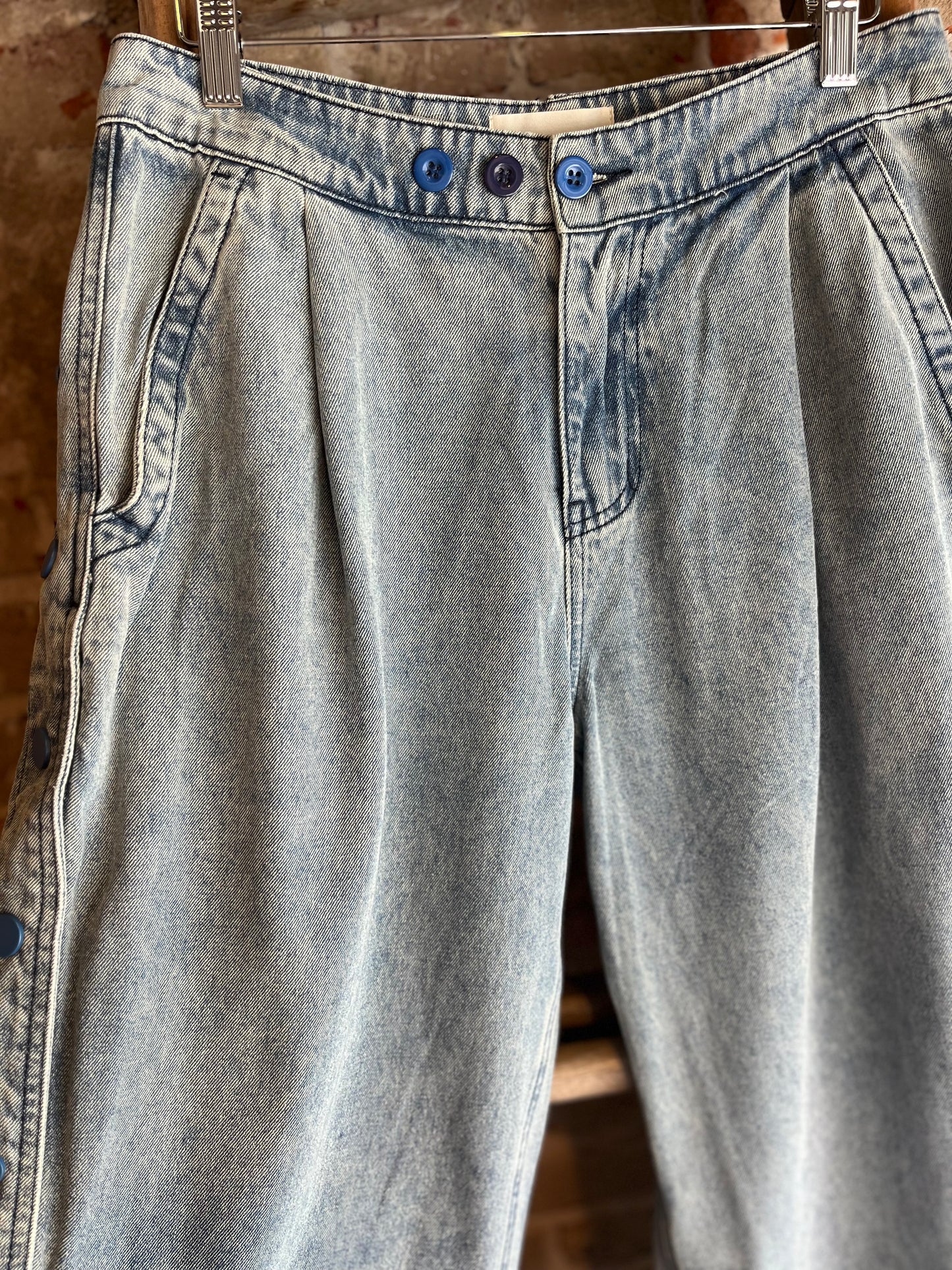 Button Up Wide Leg Denim Jeans