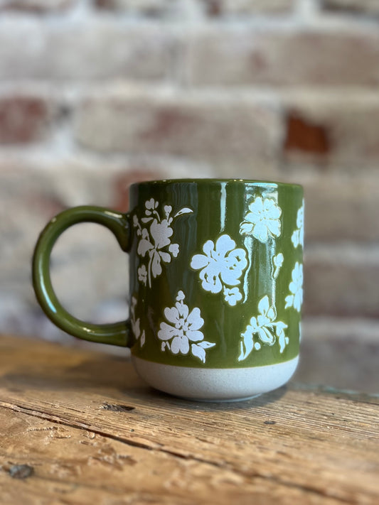 Green Floral Mug